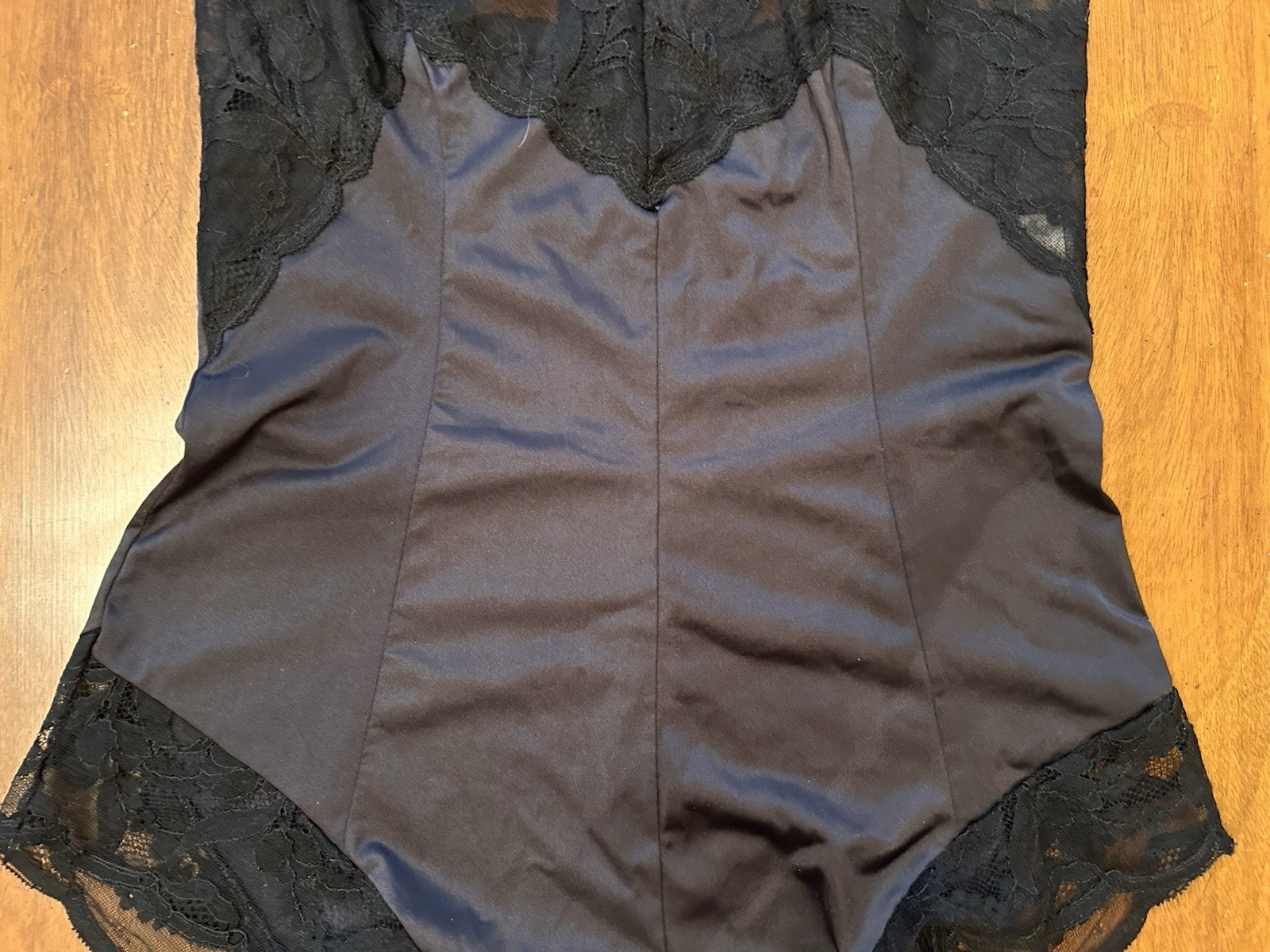 VTG Wonder Maid Lord & Taylor Teddy Bodysuit Lingerie Sz 32 Nylon Lace Black