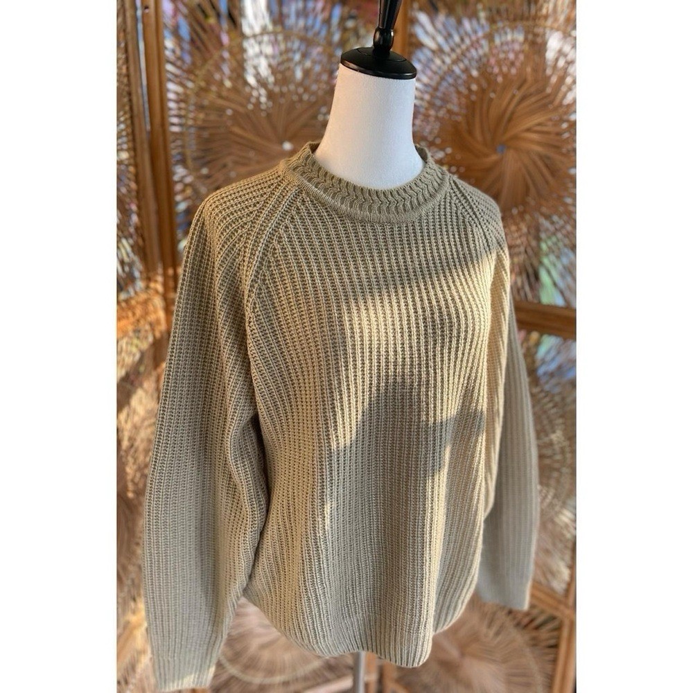 Vintage American Weekend Tan Acrylic Knit Pullover Sweater XL Cozy Cottage