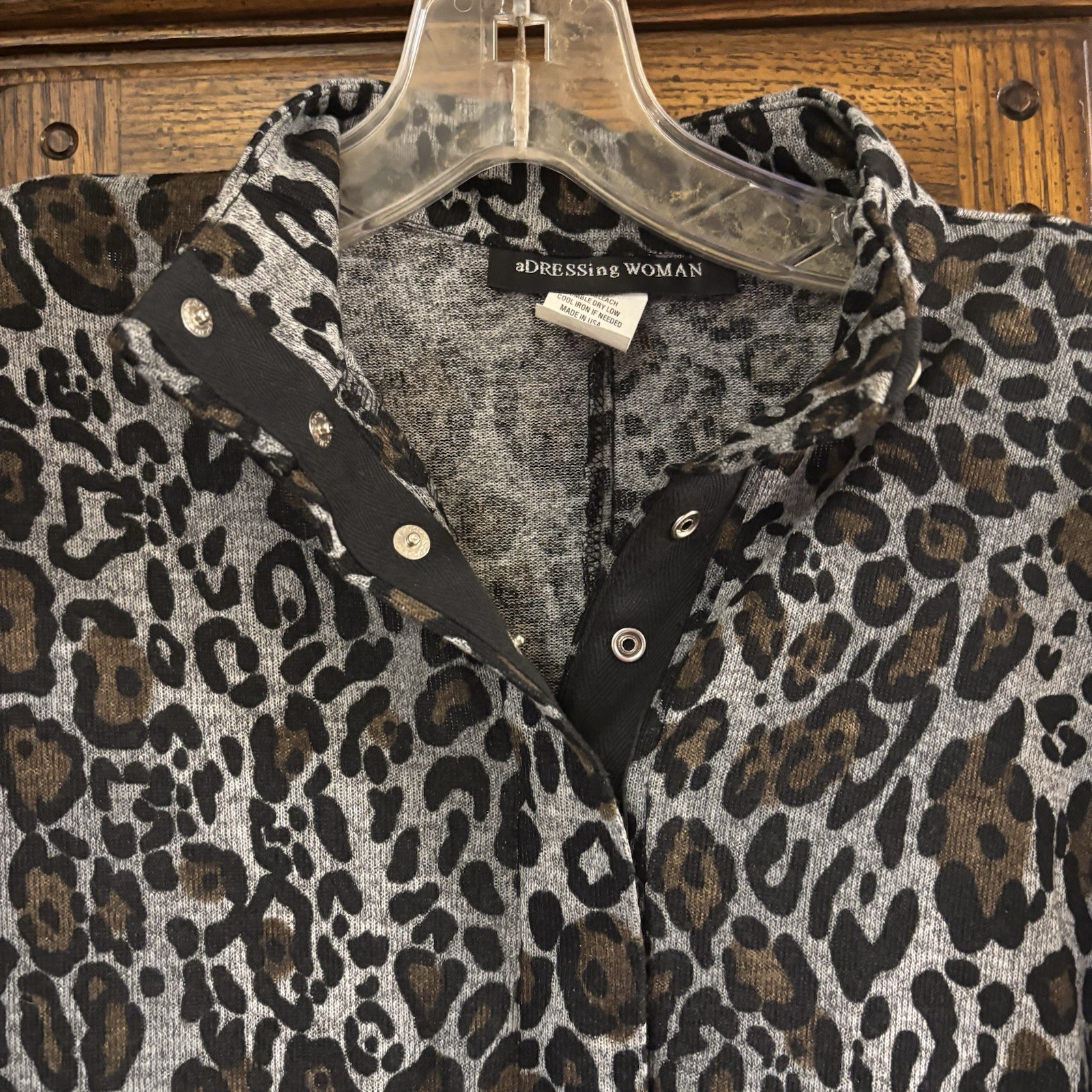 Vintage aDressing Woman Women’s Soft Knit Animal Print Dress Safari Chic XS