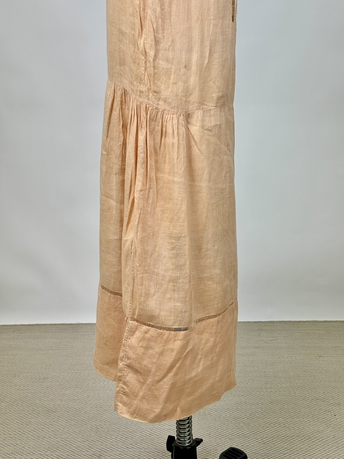 Antique 1910s 1920s Light Pink Cotton Drop Waist Shift Dress Short Sleeve AS IS