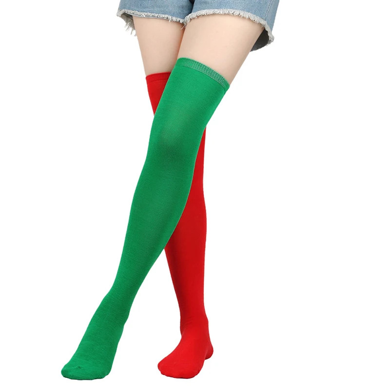 Over-knee Socks for Women New Christmas Stockings Red Green Yellow Stockings