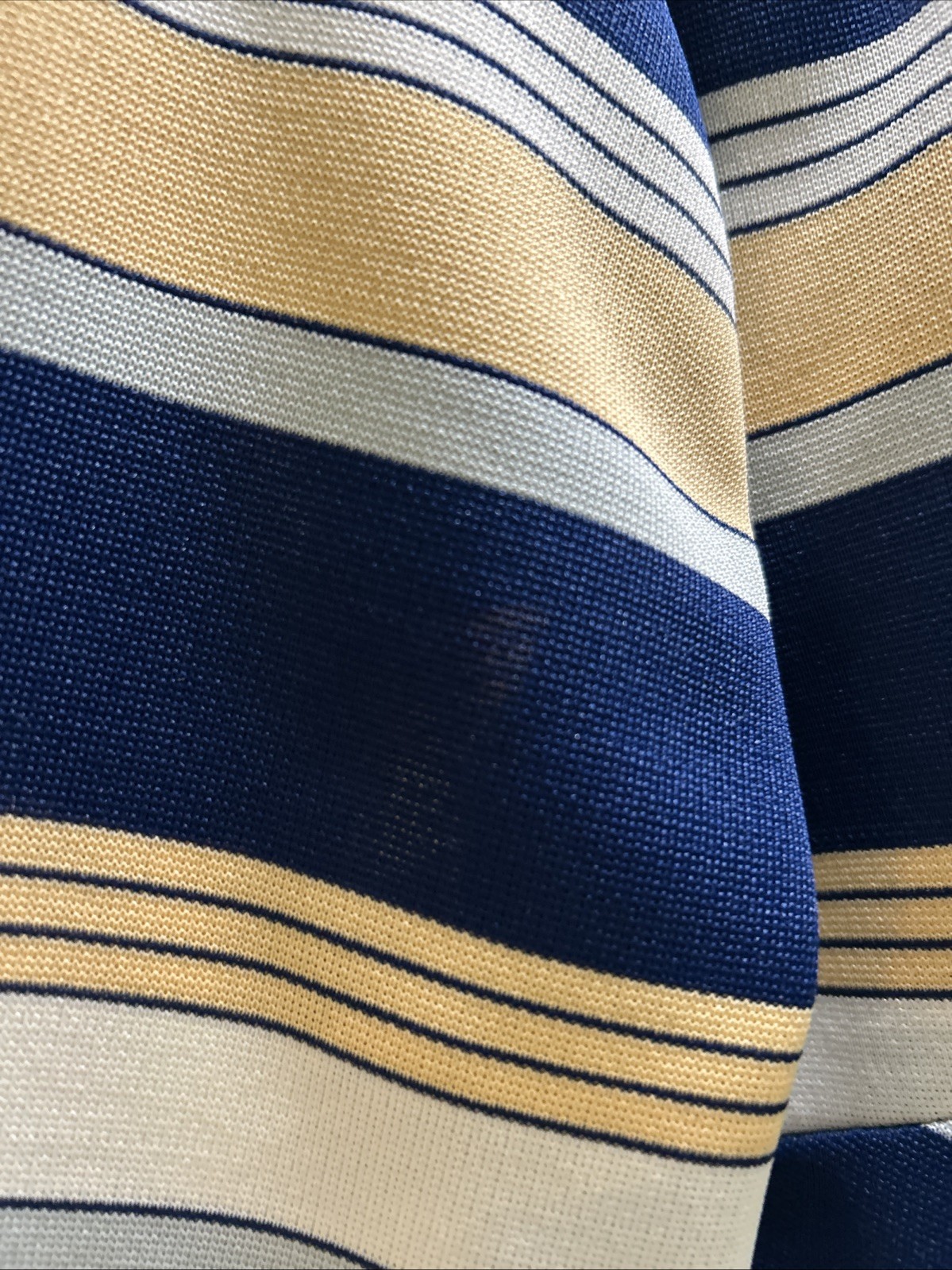 Vtg Lady Carol of New York 2 Pc Navy Knit Dress With Belt & Open Striped Jacket