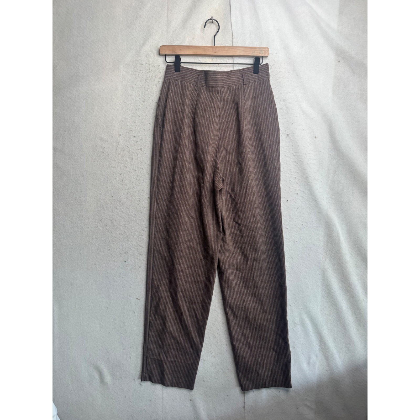 Vintage Counterparts High Waisted Pinstripe Trousers Brown Academic Size 12 27W