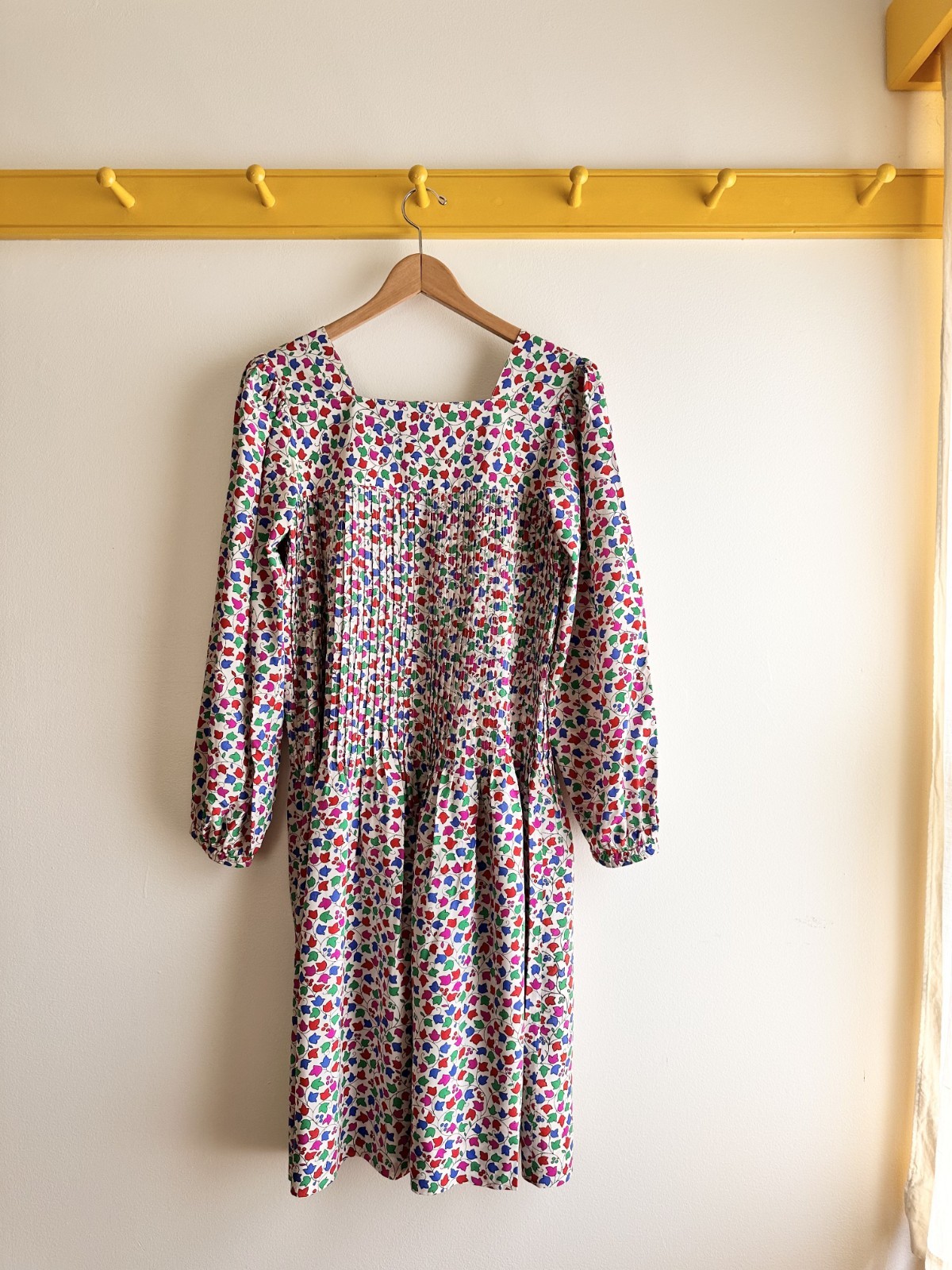 Vintage 80s YVES SAINT LAURENT YSL Rive Gauche made in France floral silk dress