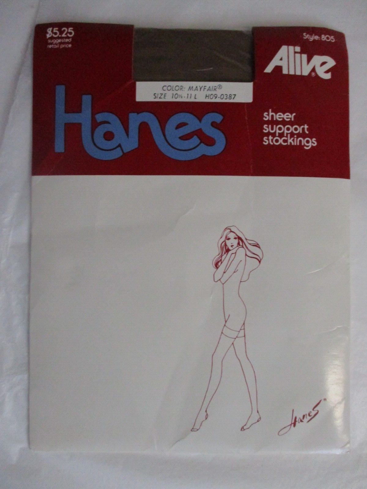 1PR VINTAGE HANES ALIVE RHT SUPPORT SHEER NYLON STOCKINGS 10 1/2-11 LONG MAYFAR