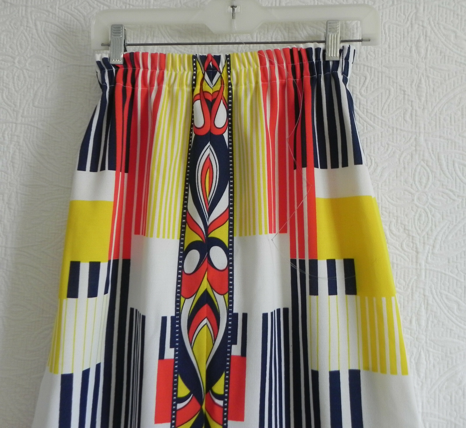 Vtg Bernardo Maxi Skirt Elastic Band Multicolor Slit Front A-Line Size US 2XS/XS
