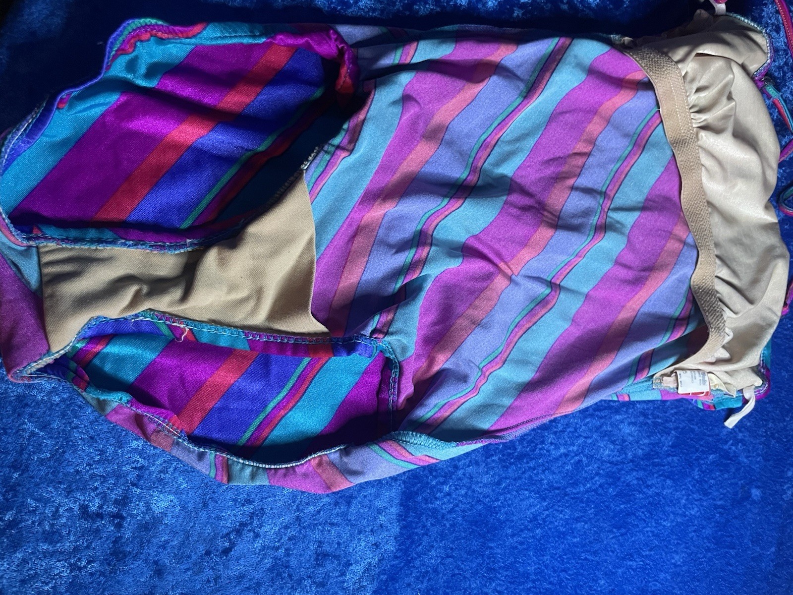 Vintage Cole Of California Swimsuit Size 10 Purple Blue Stripe