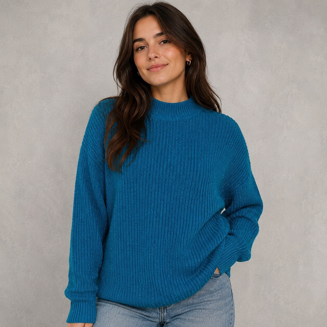 Vintage 1991 Objectivity Sweater Womens One Size Blue Sparkle Knit Made in USA