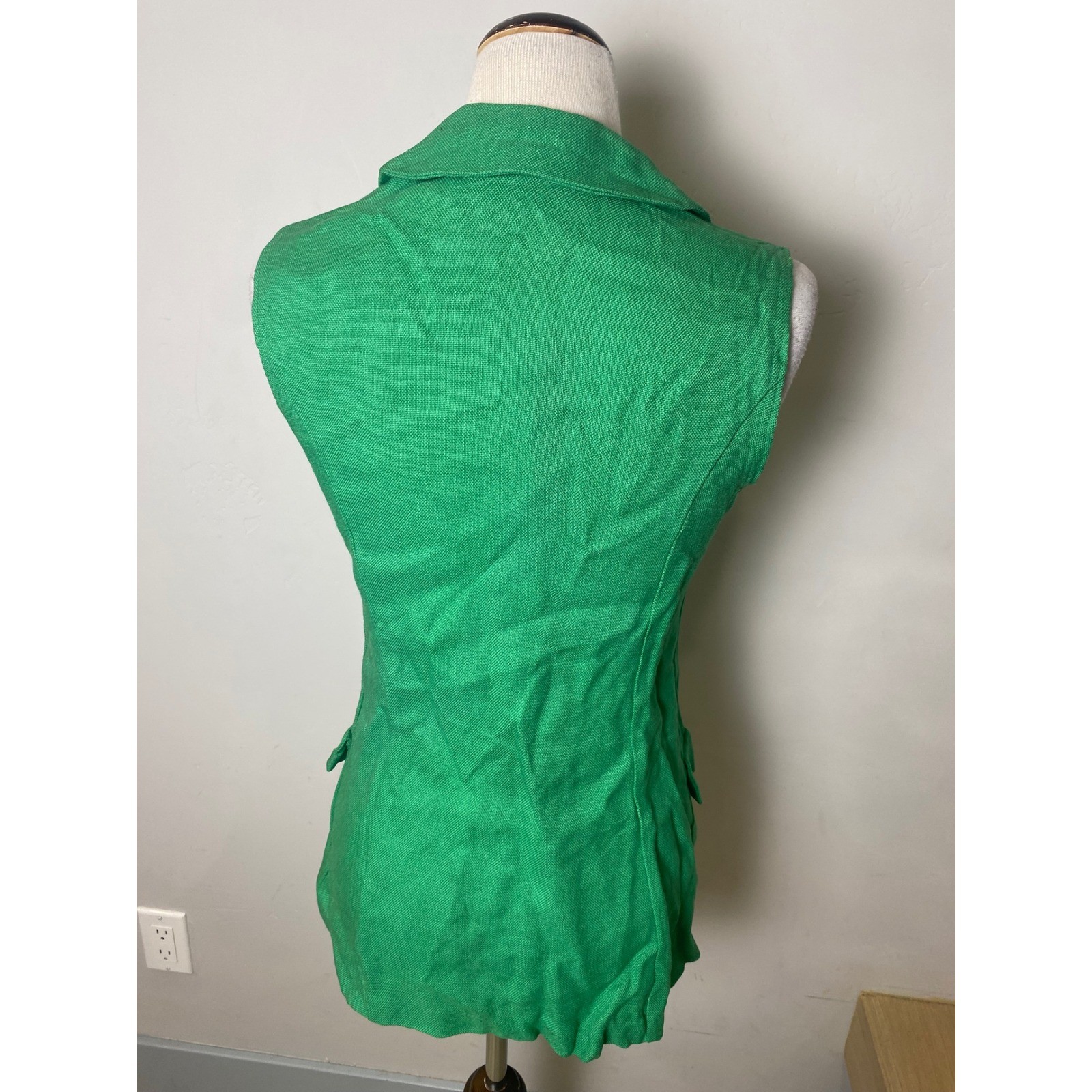 Vintage 60s Green Sleeveless Button Down Tunic Vest Mod Deadstock NWT Retro