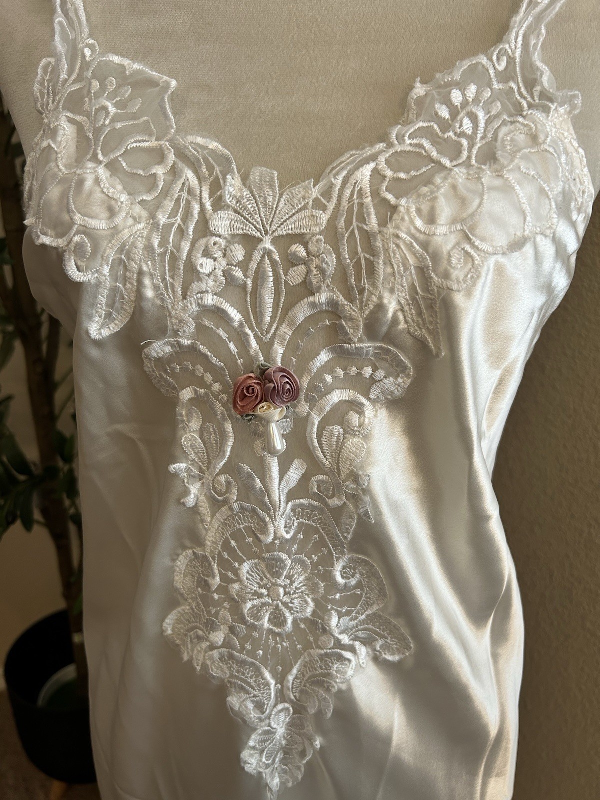 Expressions California Dynasty Ivory Satin Night Gown Lingerie Coquette Wedding
