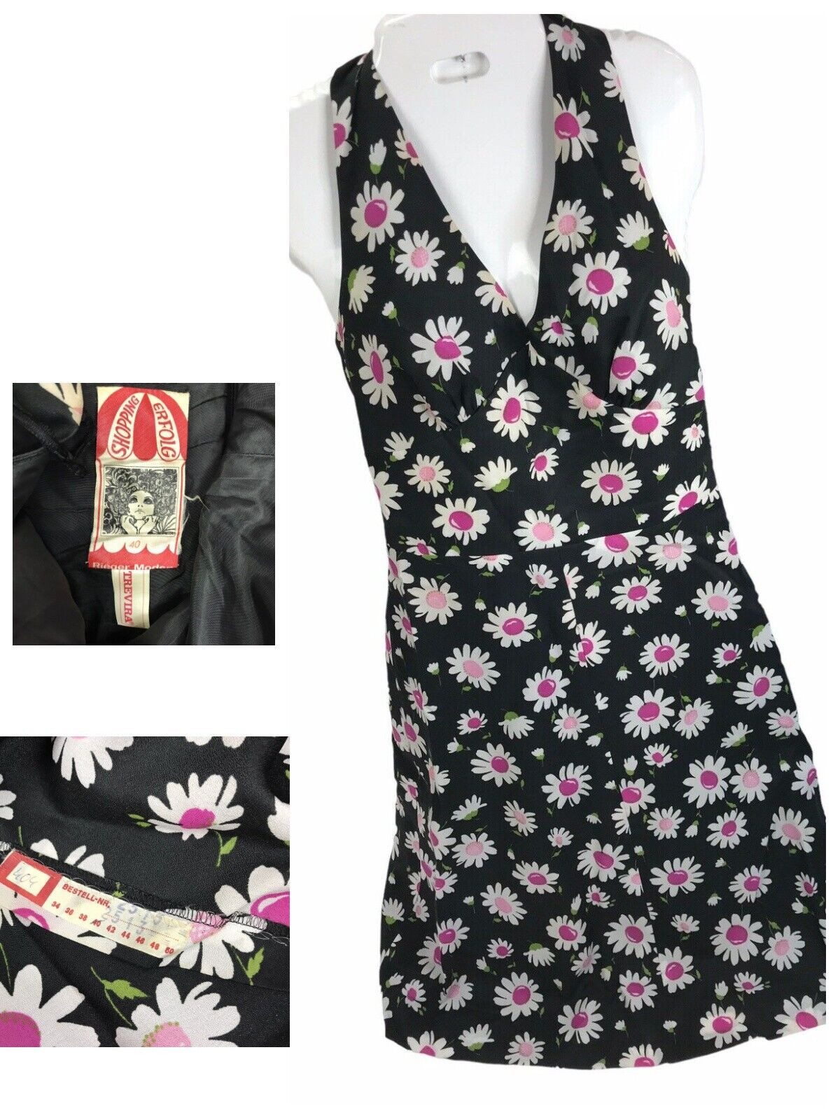 Vintage Dress 60s 70s Mod Floral Cocktail Party Go Go 40 Rieger Moden Trevira
