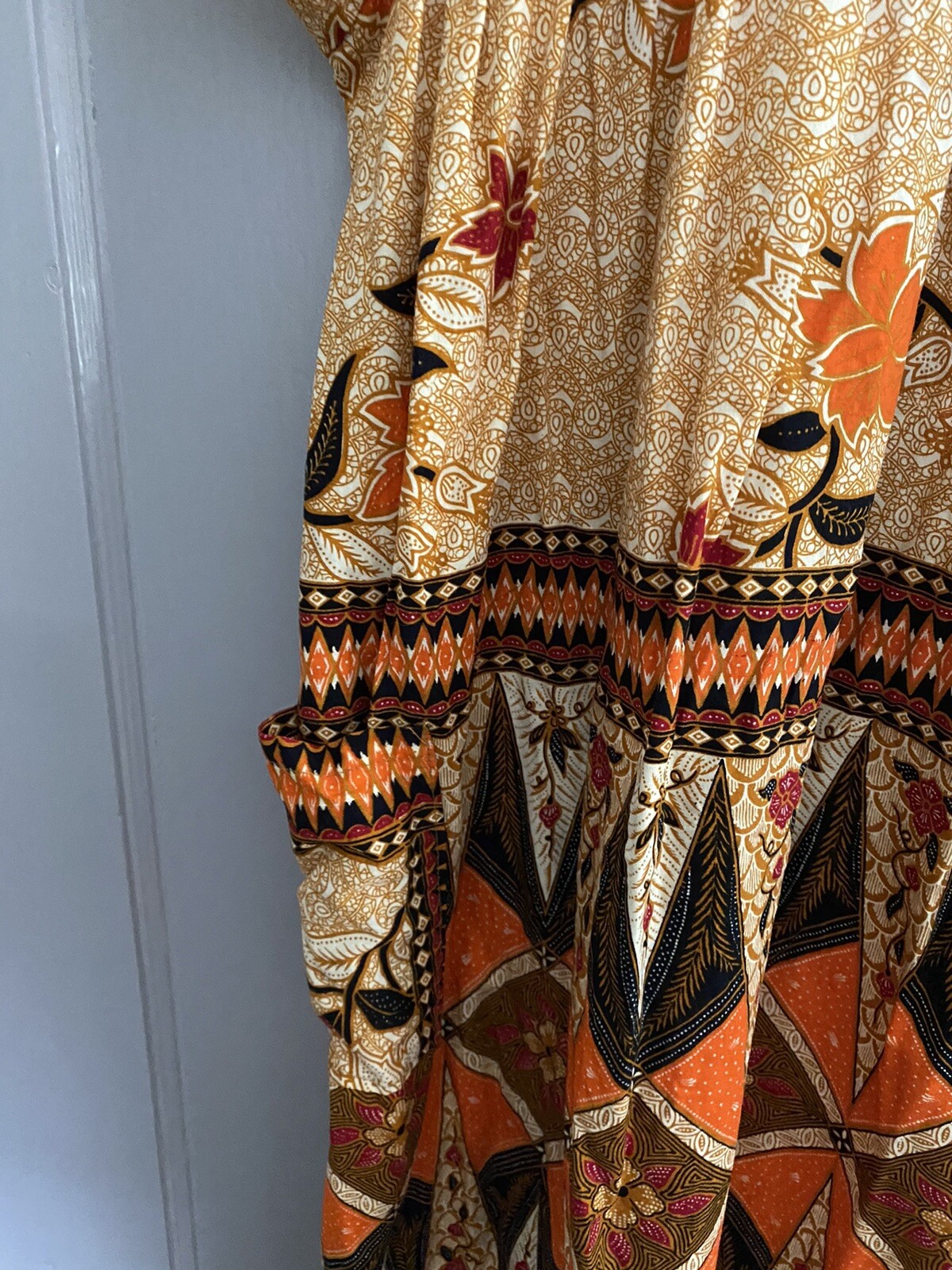 Mayette 100% Cotton Colorful Printed Short Sleeve Short Vintage Dress Sz L