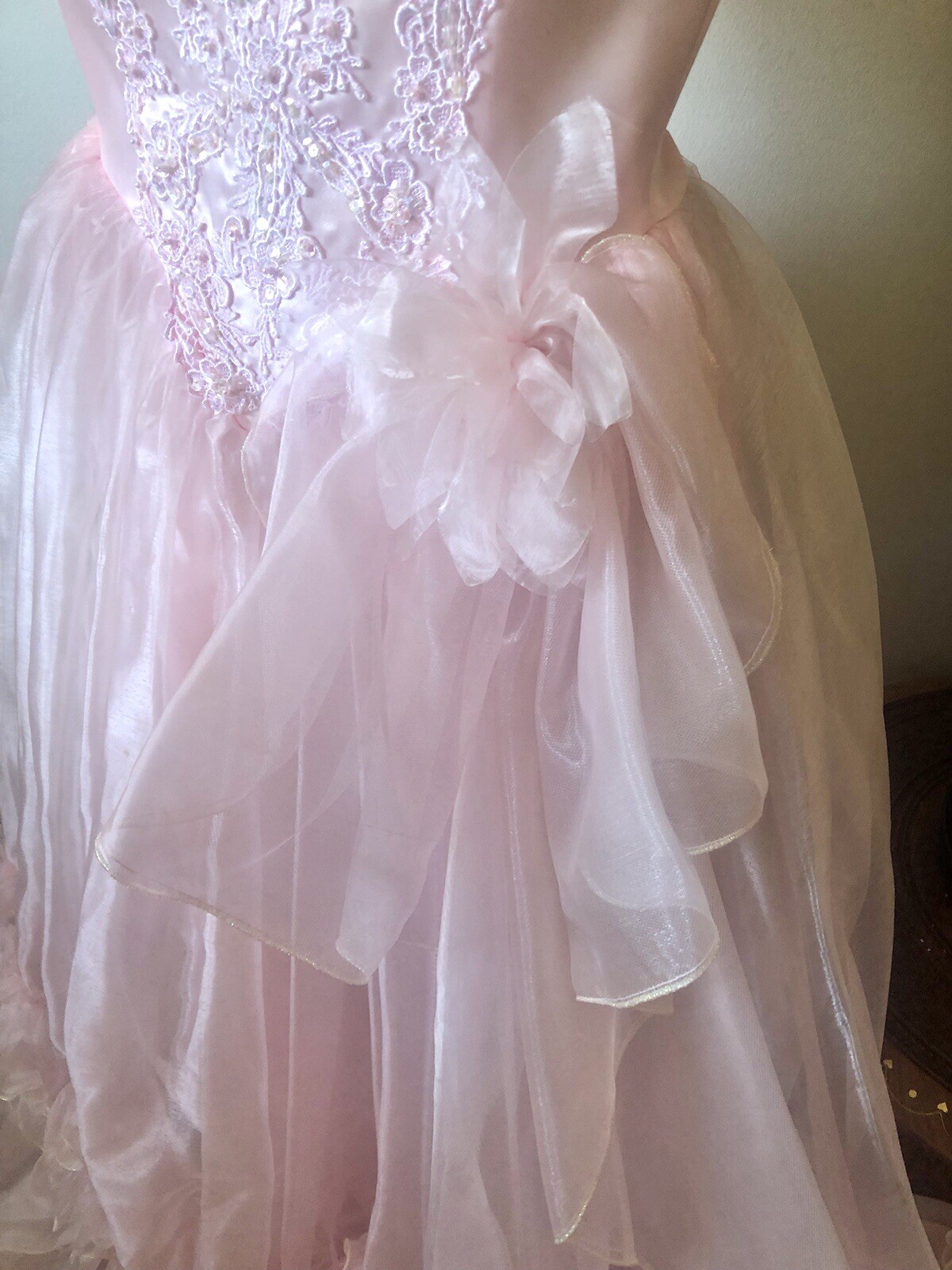 Vintage 80’s Cotton Candy Pink Organza Dress, XS