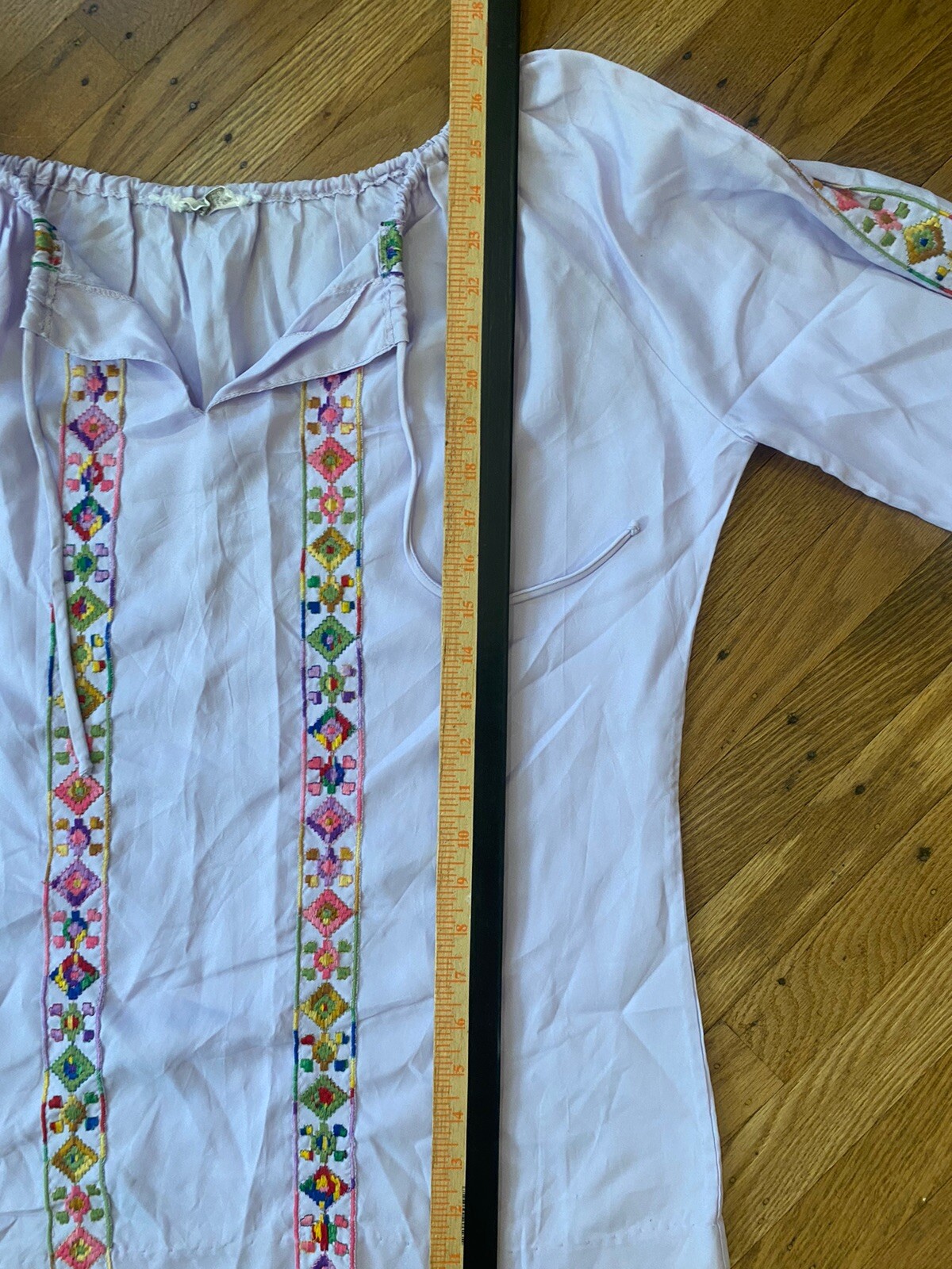 1960s Alice Stuart HIPPY BOHO Top.tunic.lavender,puff Sleeve medium.union Made