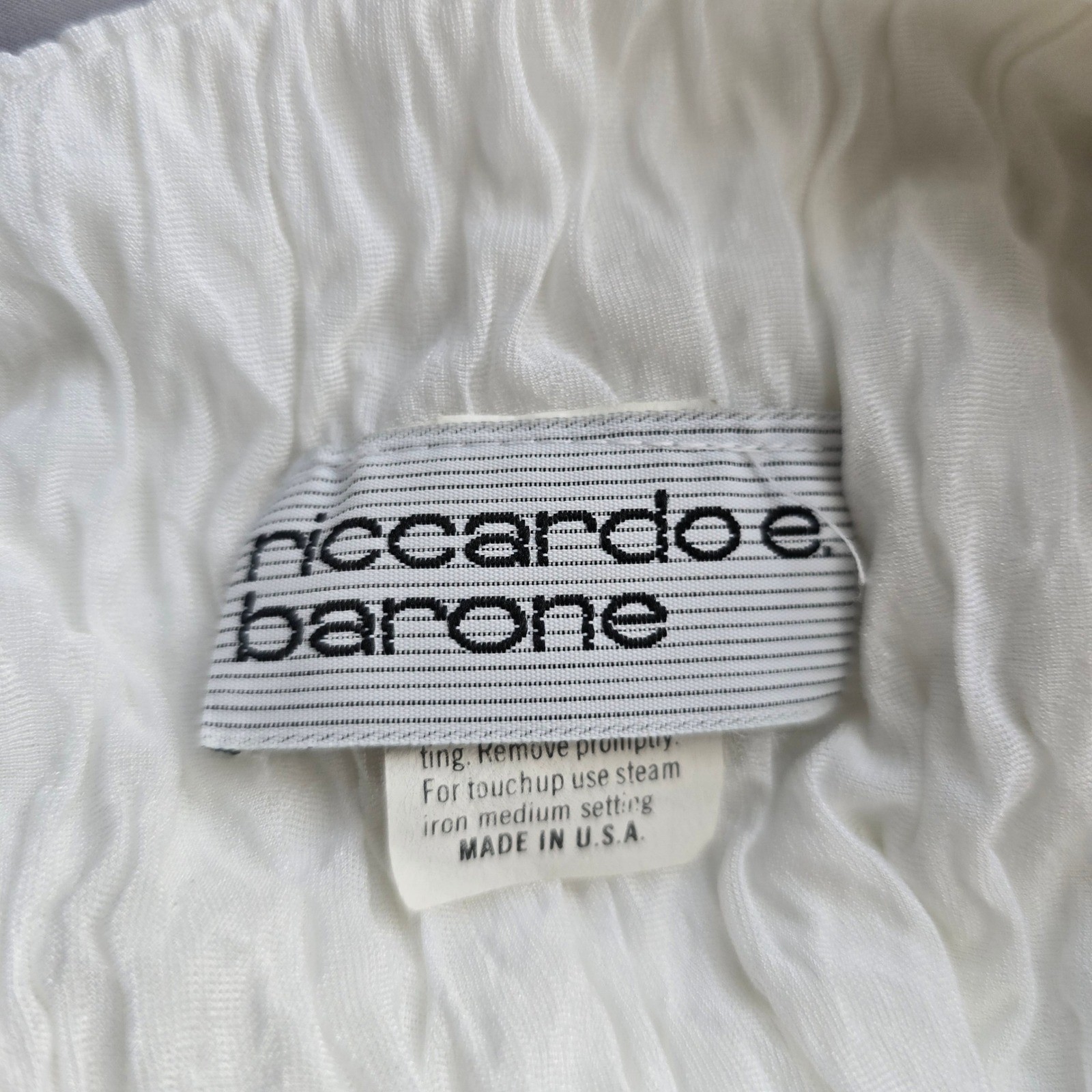 Vintage Riccardo e Barone White Crinkle Textured Dress Woman Plus Size 20.5 USA