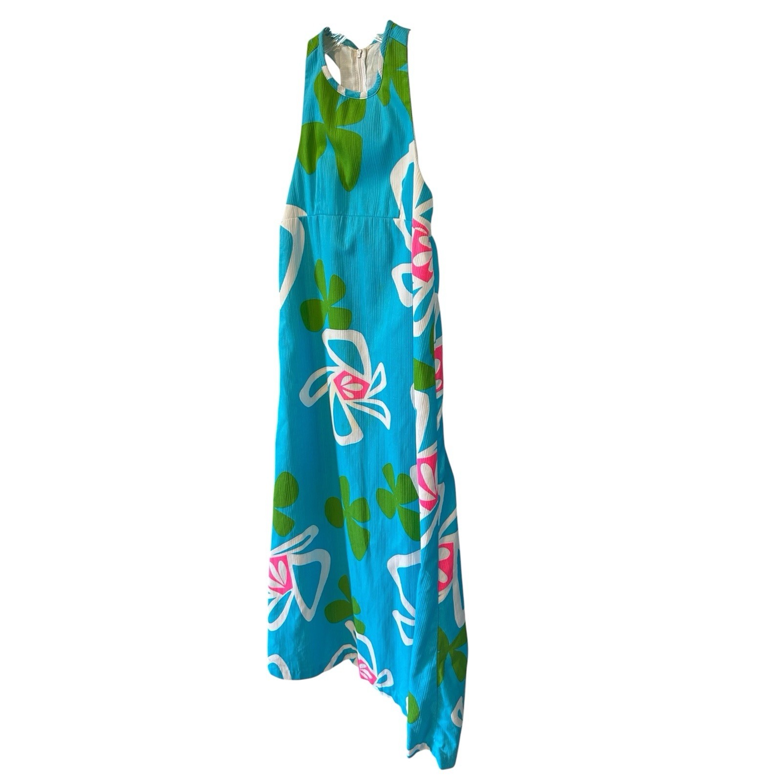 VTG Liberty House Nalii Maxi Halter Dress Sz 10 Floral MCM Multicolor FLAW