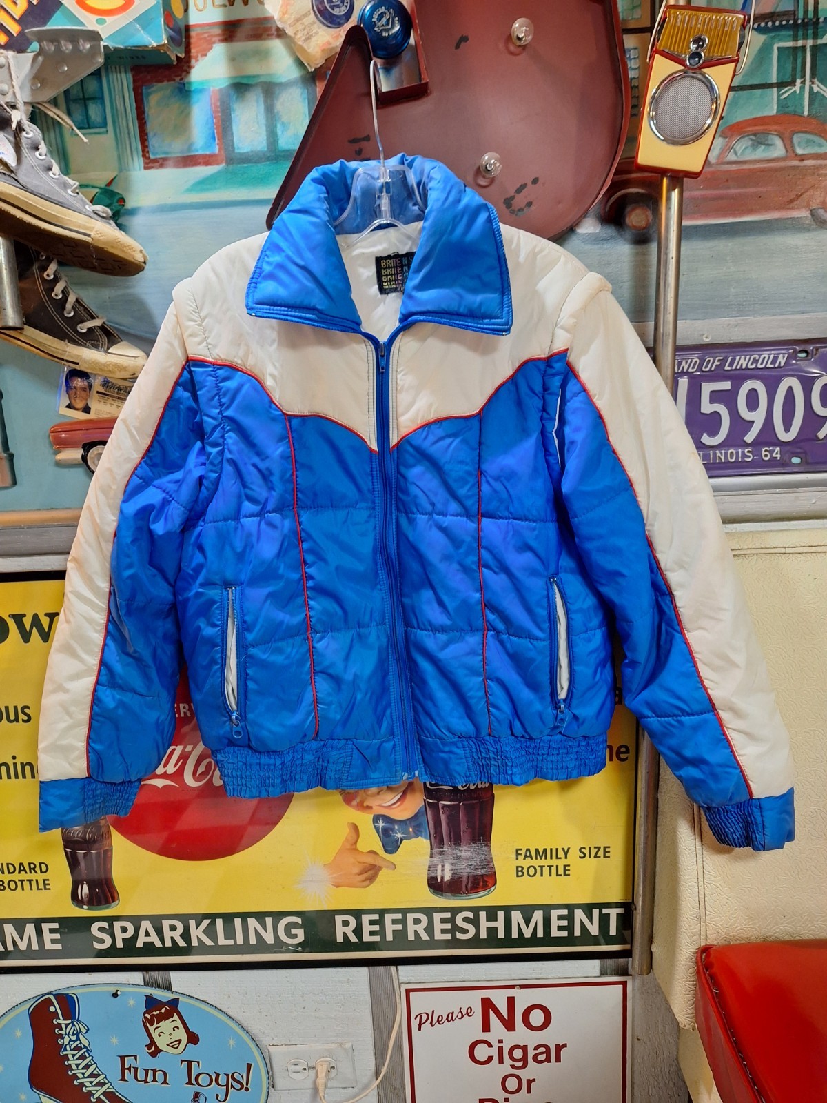 True VTG Mid-century 1970s 80s Brite N Sassy Puffer Ski Jacket Vest Snow Bunny L