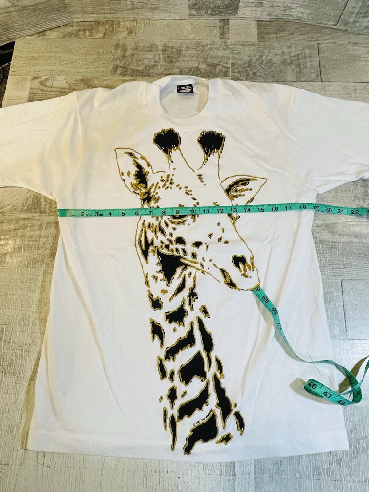 Vintage Single Stitch Screen Stars Women’s Large White Gold Sparkle Giraffe Tee
