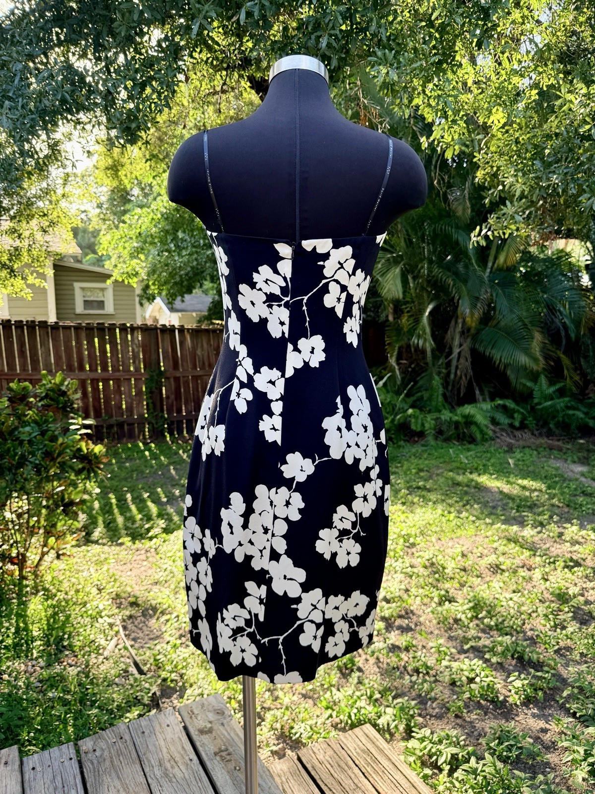 Vintage 90s 2000s David Meister Silk Floral Strapless Mini Dress