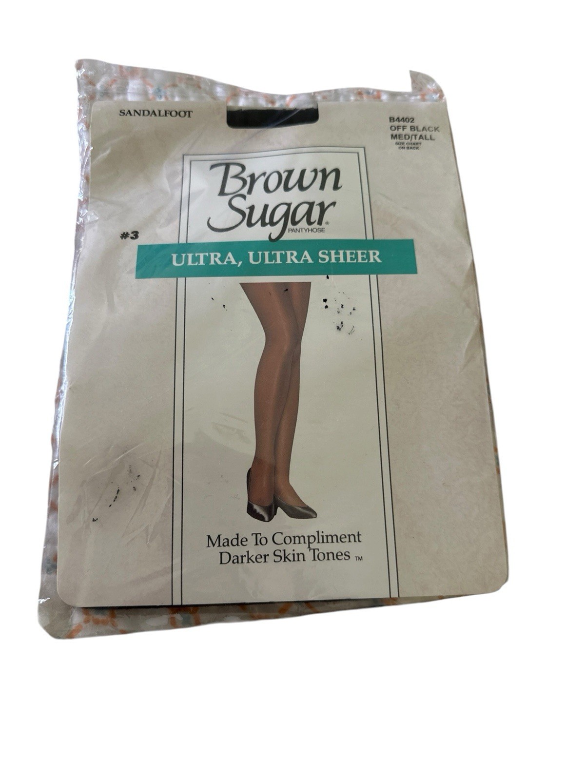 Vtg Brown Sugar Ultra-Ultra Sheer Pantyhose OFF BLACK Med/Tall Darker Skin Tones