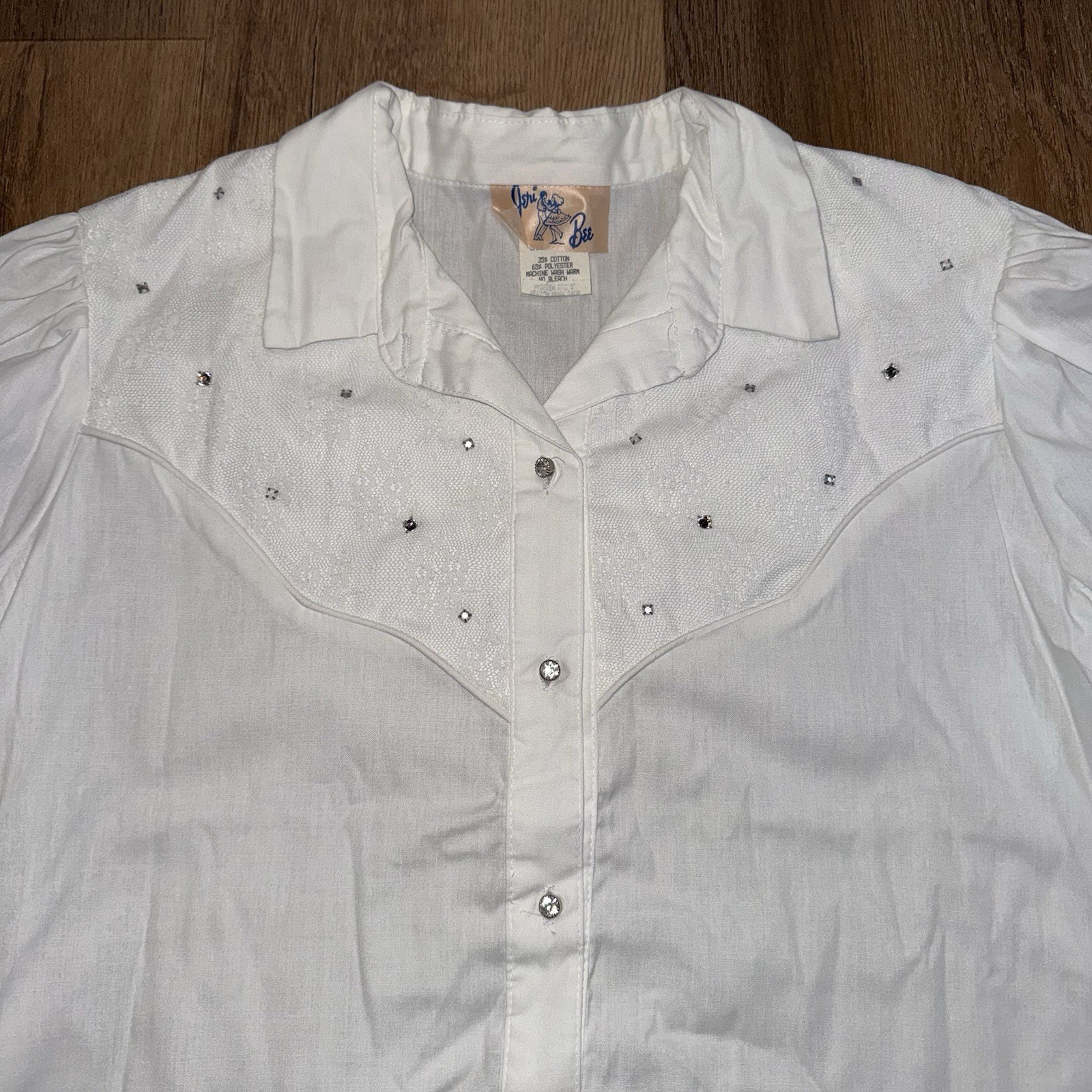 Vtg 70s Jeri Bee Prairie Shirt Lace Western Rockabilly Hippie Boho NOS Womens XL