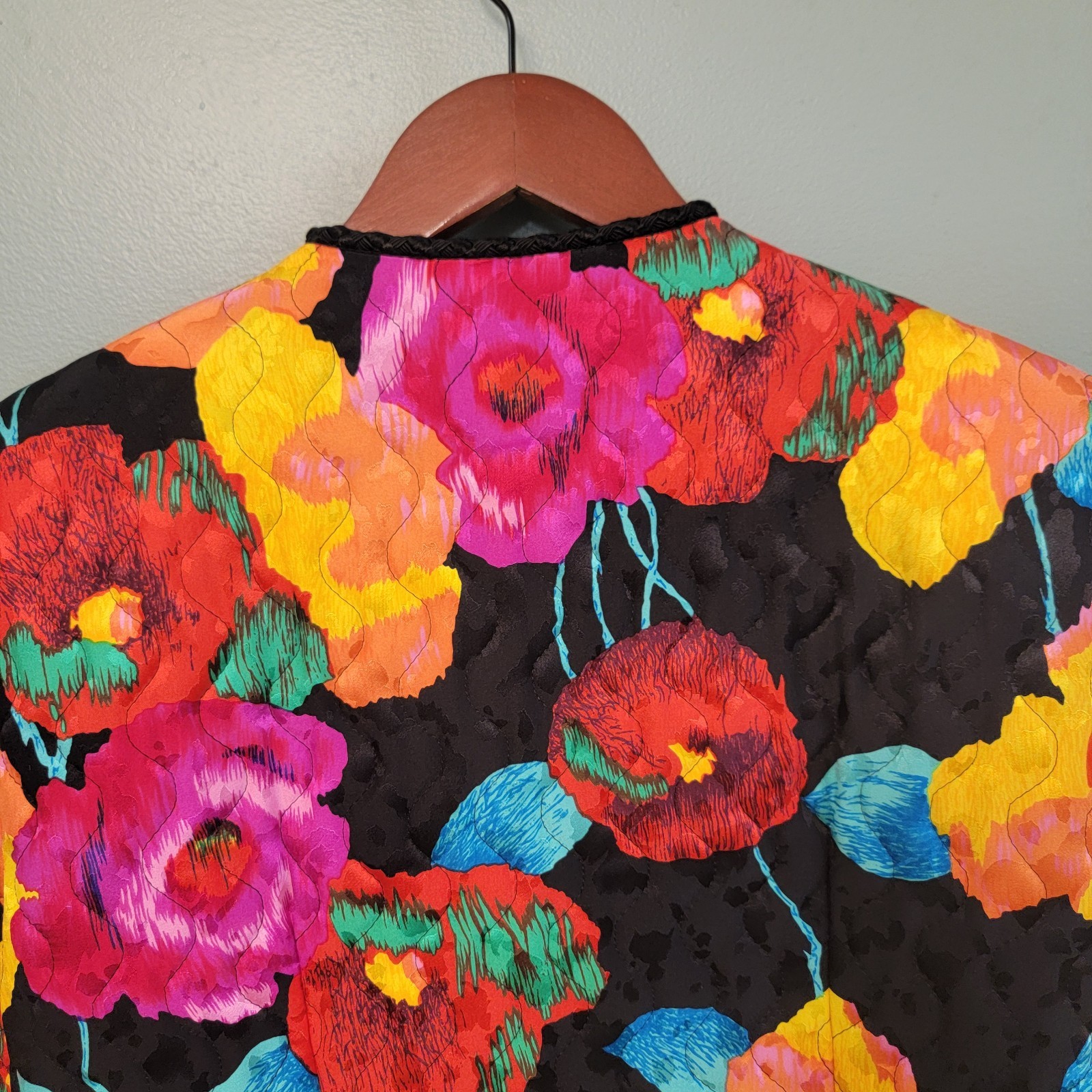 Vintage Gay Boyer New York Floral Quilted 100% Silk Designer Mobwife Size 10