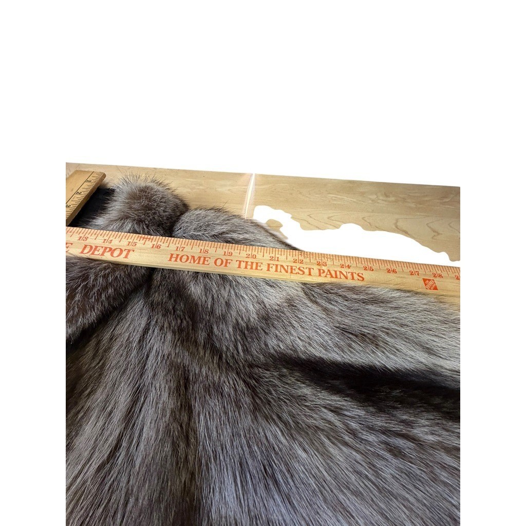 „Dittrich Furs” Real Fur Coat Cropped Batwing Zip Up Brown Grey Silver Fox NO SZ