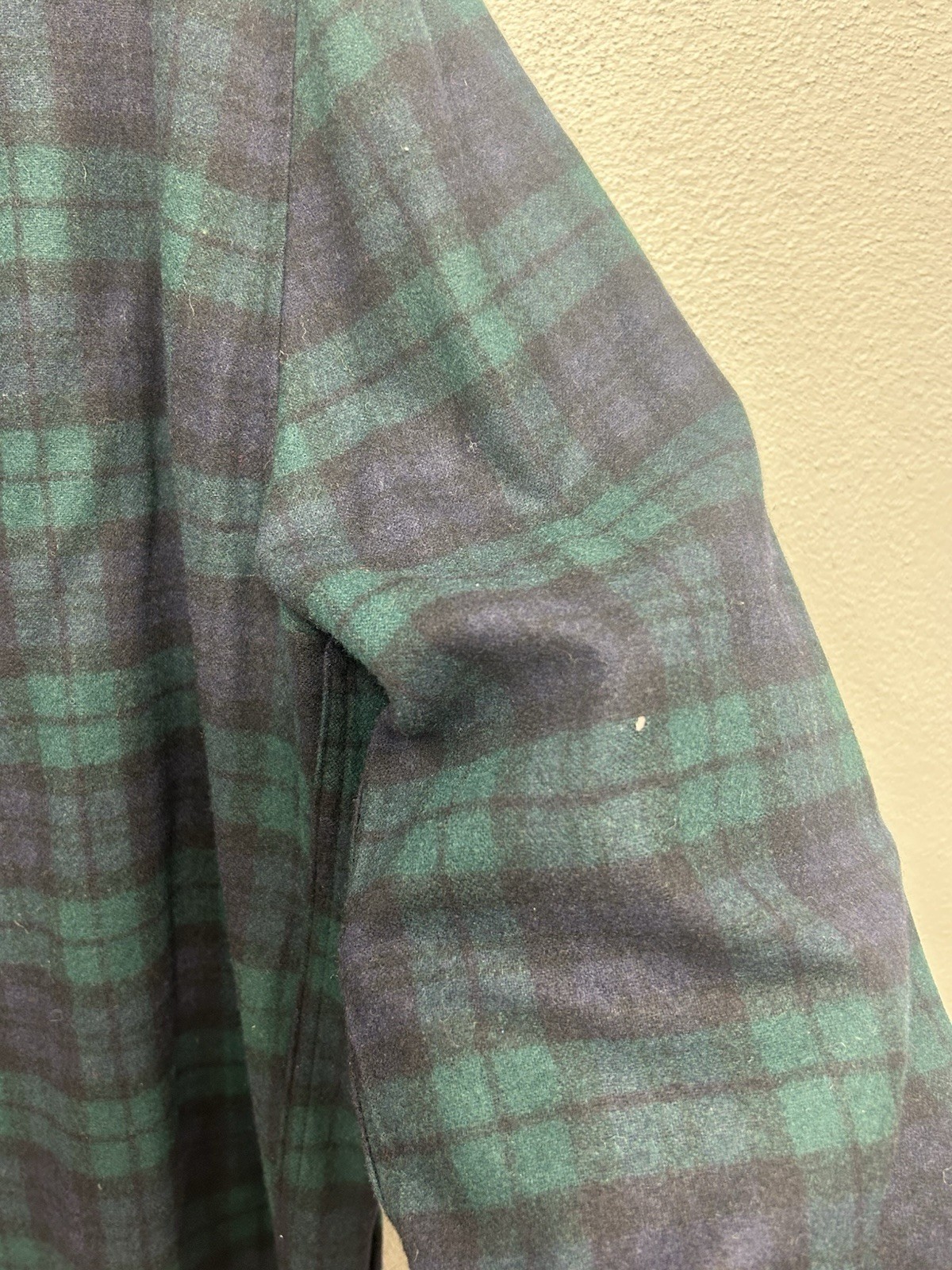 Vtg Pendleton Blazer Large Green Blue Tartan Plaid Virgin Wool Crest preppy