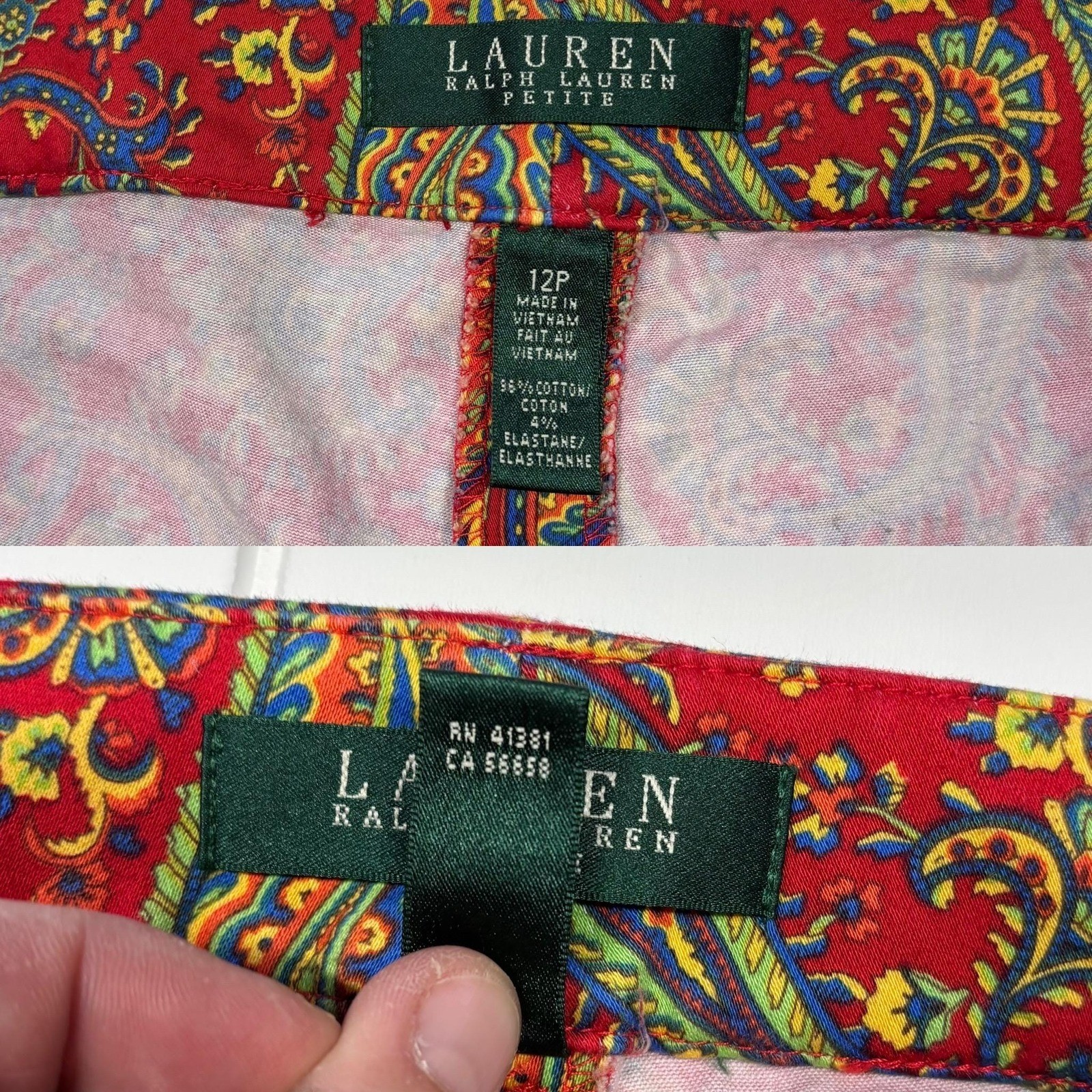 Vintage Lauren Ralph Lauren Paisley Cigarette Pants, Size 12P