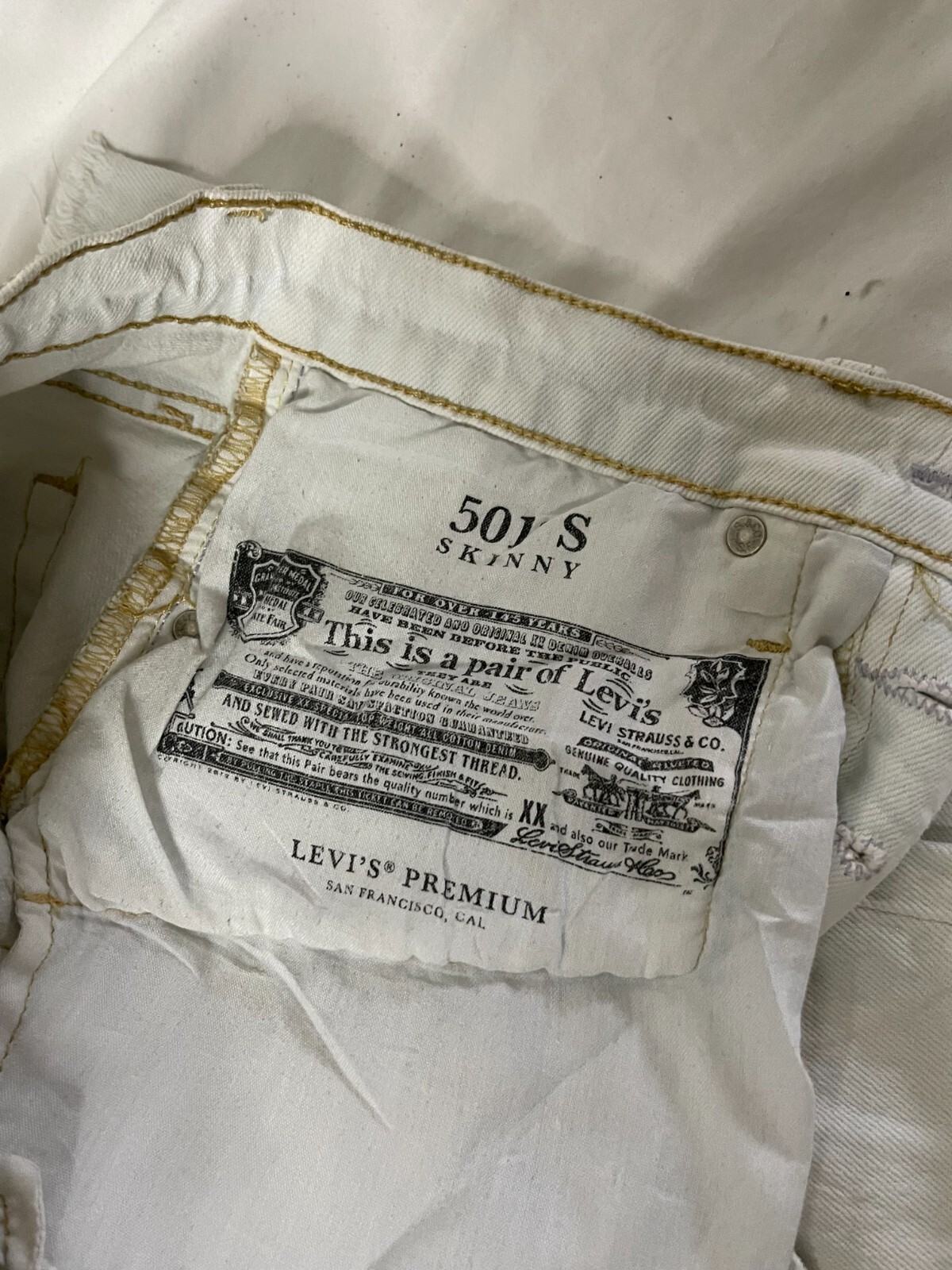 Levis 501 S Big E Skinny Jeans Men Sz W28 L39 Denim Button Fly Mid Rise Vintage