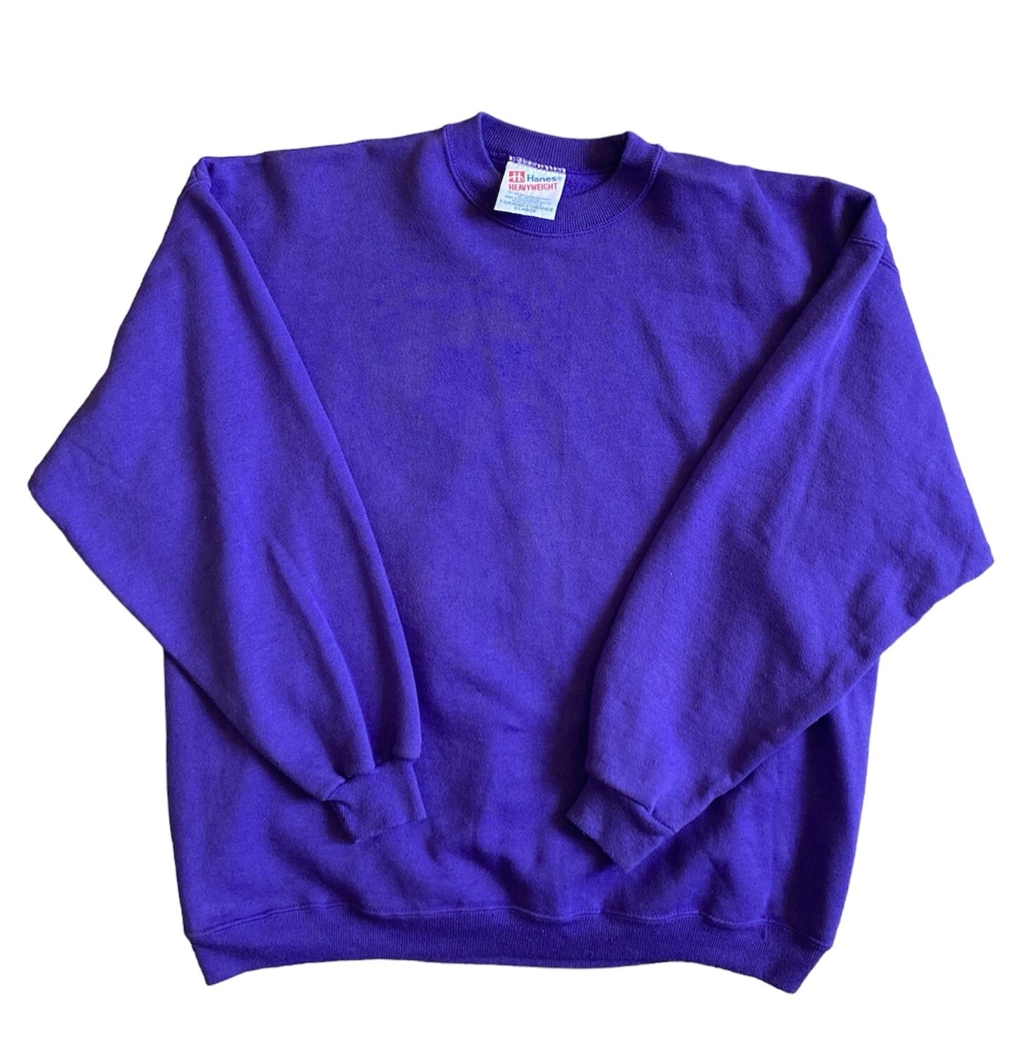Vintage 90s XL Hanes Heavyweight Purple Long Sleeve Sweater 50/50 Made USA