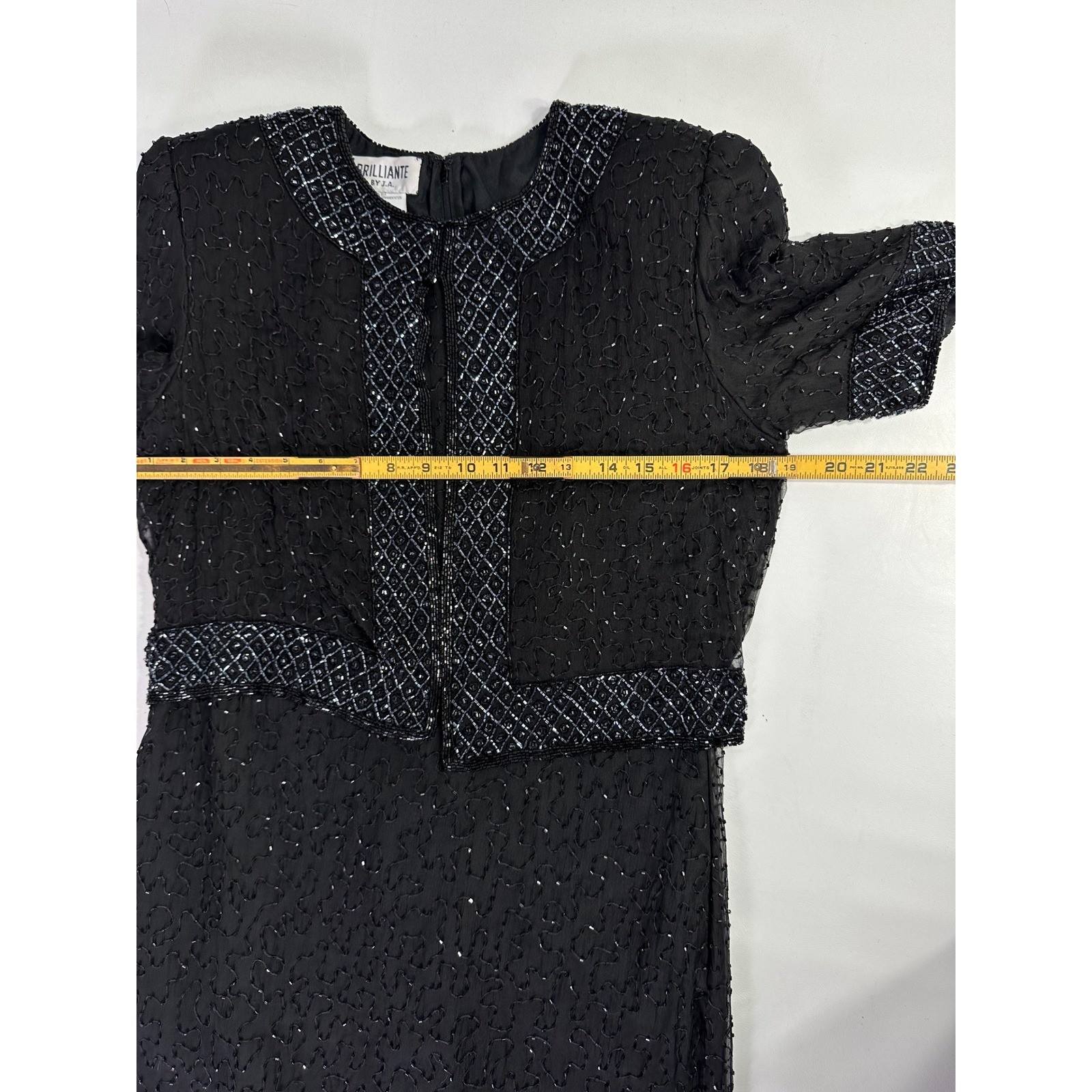 Brilliante by JA Black 100% Silk Beaded Maxi Dress Vintage 90s Formal Gown Sz M