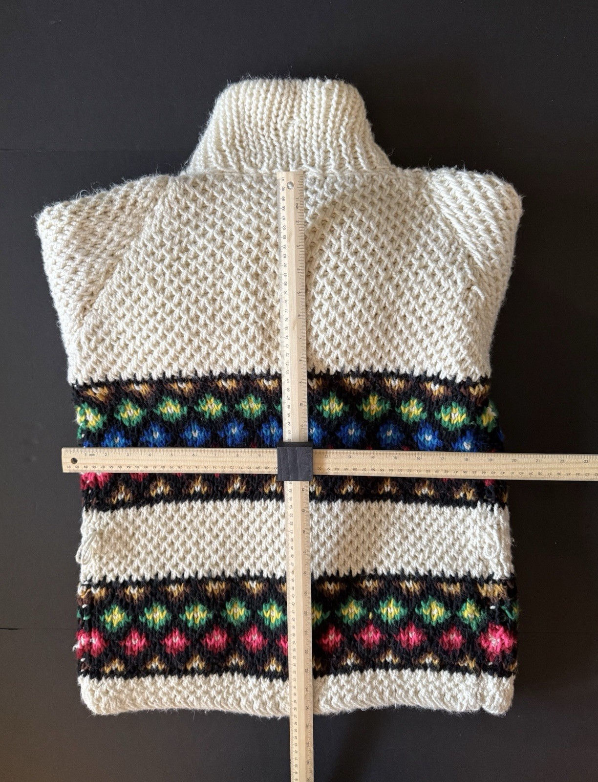 Vintage 60s-70s Cowichan Cardigan With Pockets ~ Shawl Collar ~ Chunky Knit