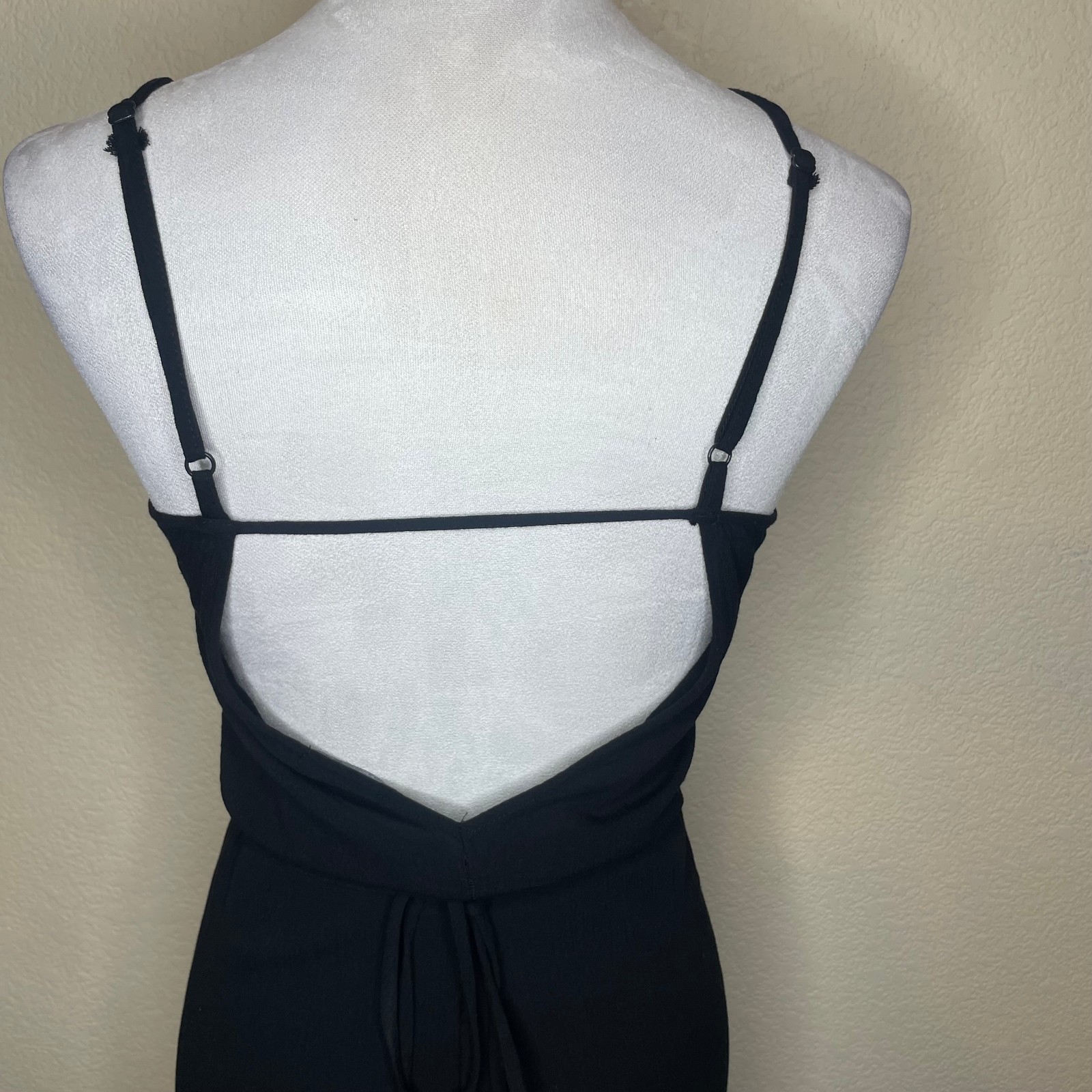 Vintage Wet Seal Black Open Back Double Slit Maxi Dress XS 90s Whimsigoth Y2K