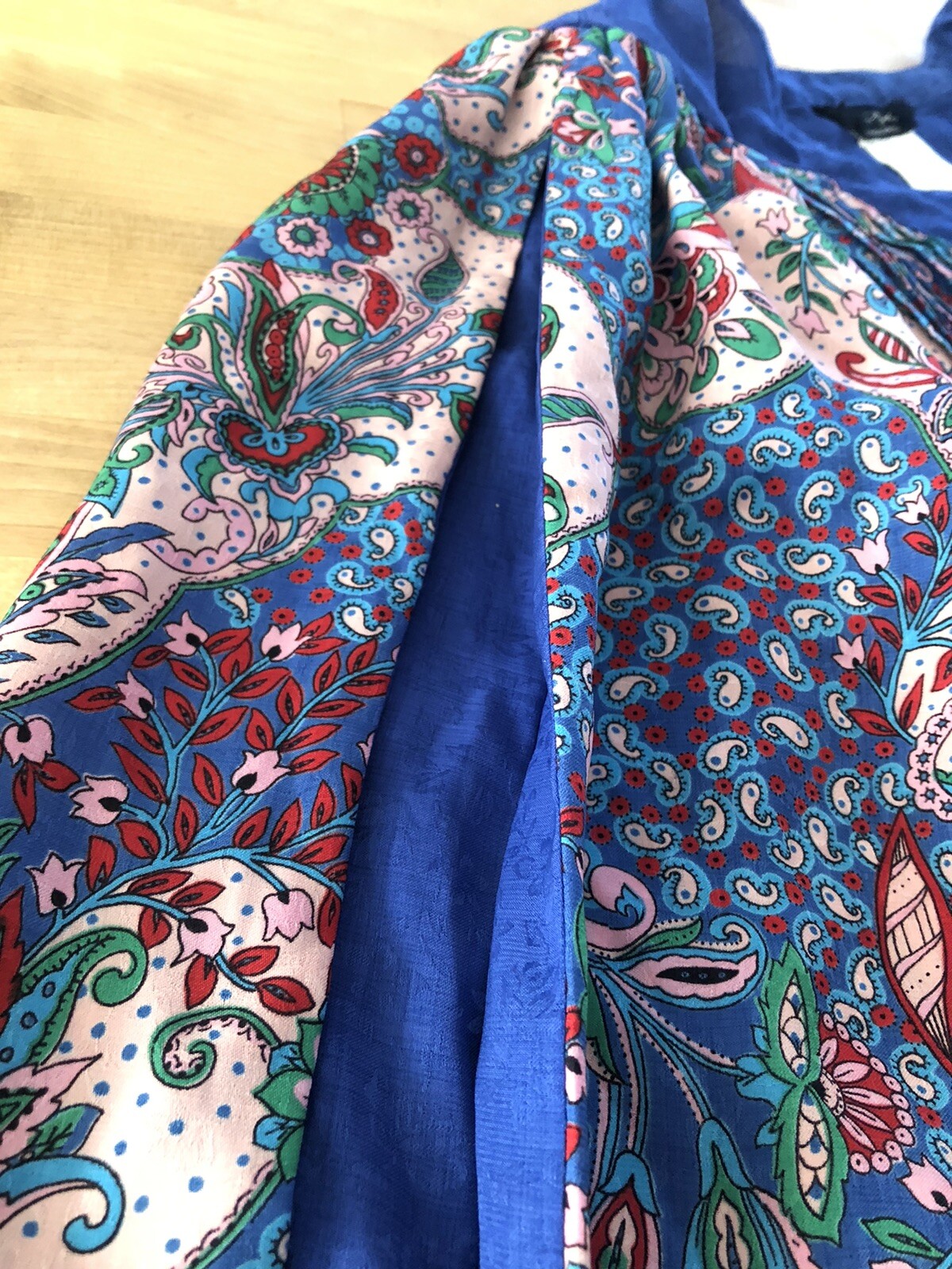Vtg 80s DIANE FREIS Georgette Tunic Dress Paisley Puff Pleated Tent Trapeze XL