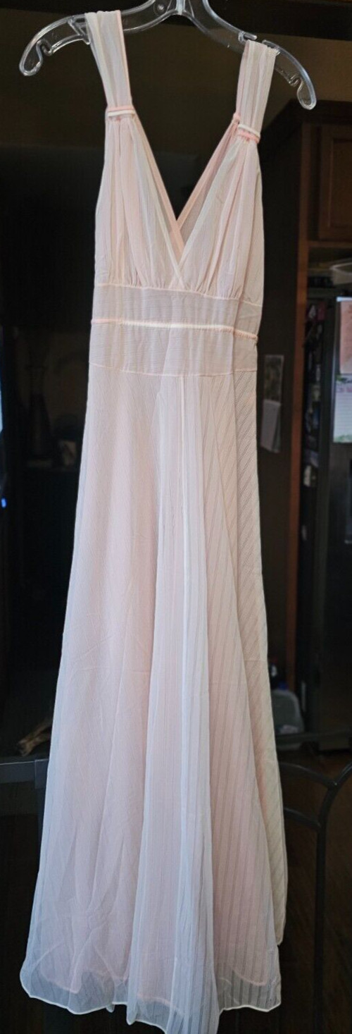 Vtg 60s Gotham Gold Stripe Women’s 34 Bust 26 Waist Blush Nightgown Full Length