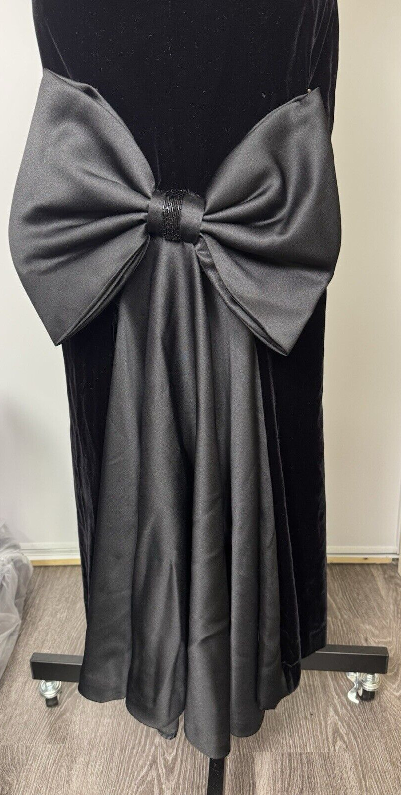 VTG Anthony Norman Black Velvet Strapless Dress Cottagecore Whimsygoth Sz M/L