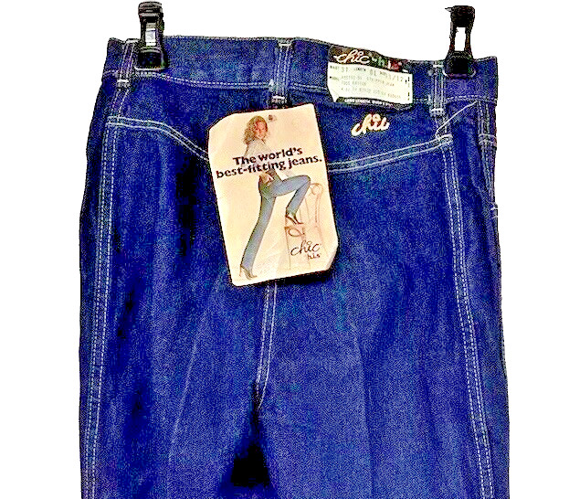 Chic Blue Denim Jeans Waist Size 28″ Inseam 32″ for Women over 5’7″