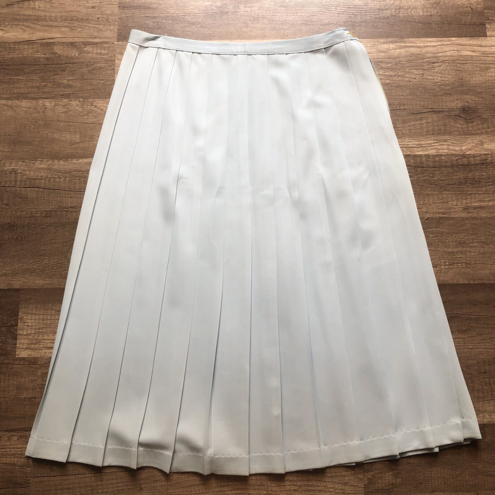 Vintage Carol Brent Pleated Polyester A Line Skirt Womens Small Baby Blue Skirt