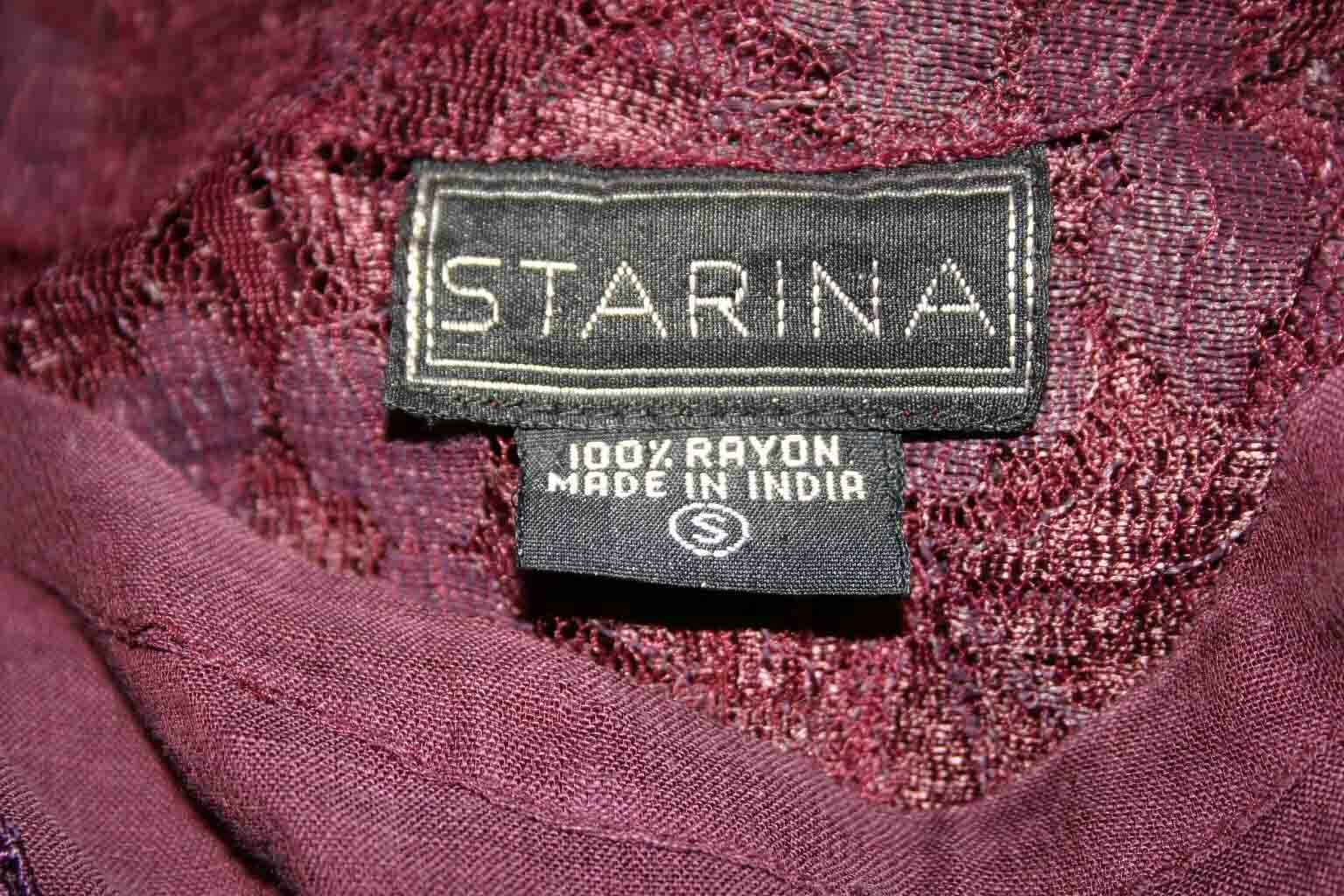S Vtg 90s STARINA Midi Dress LACE LINED Rayon Purple Plum Flared Gored Skirt
