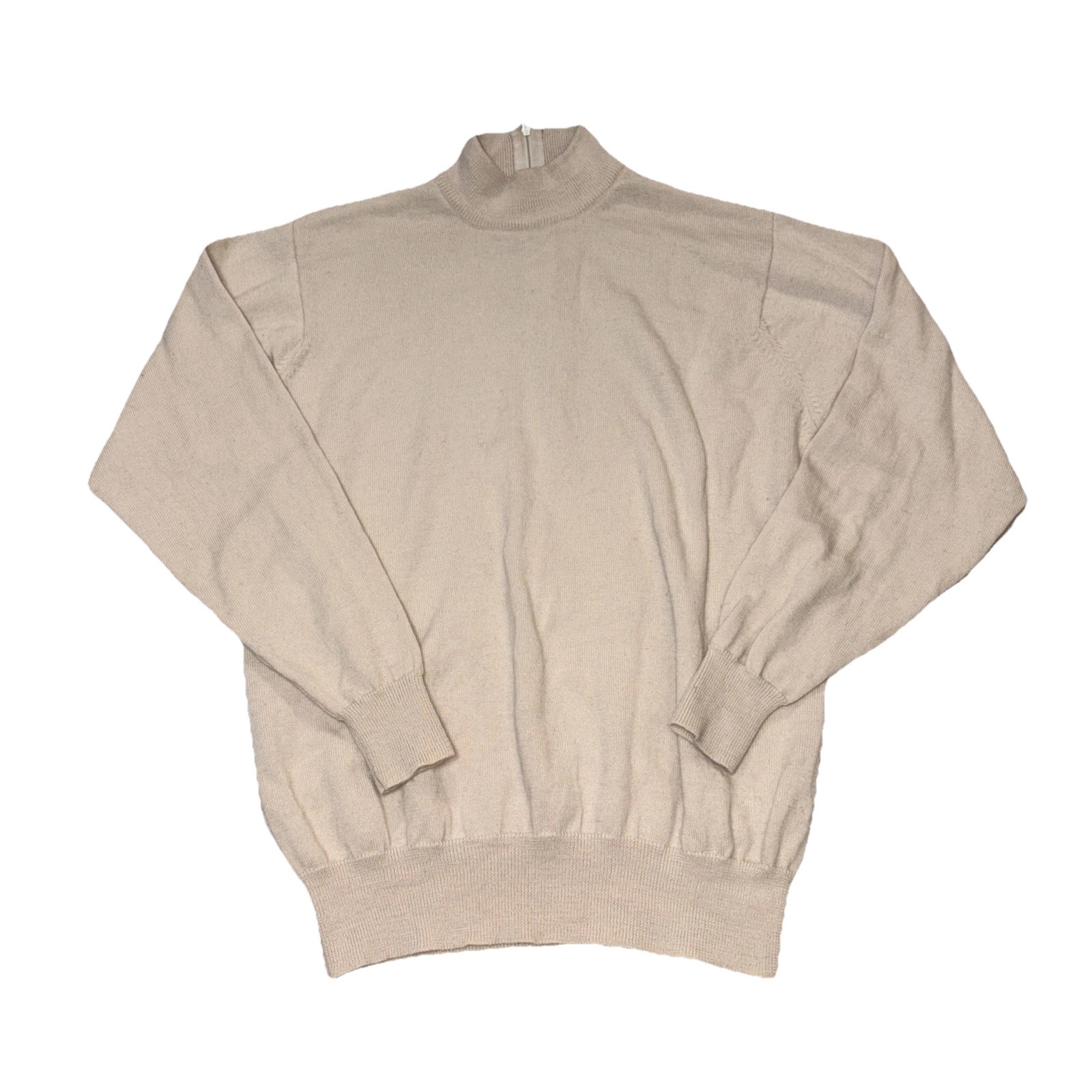 VTG Bleyle 100% Merino Wool Women’s 1/4 Back Zip Cream Long Sleeve Sweater Sz S