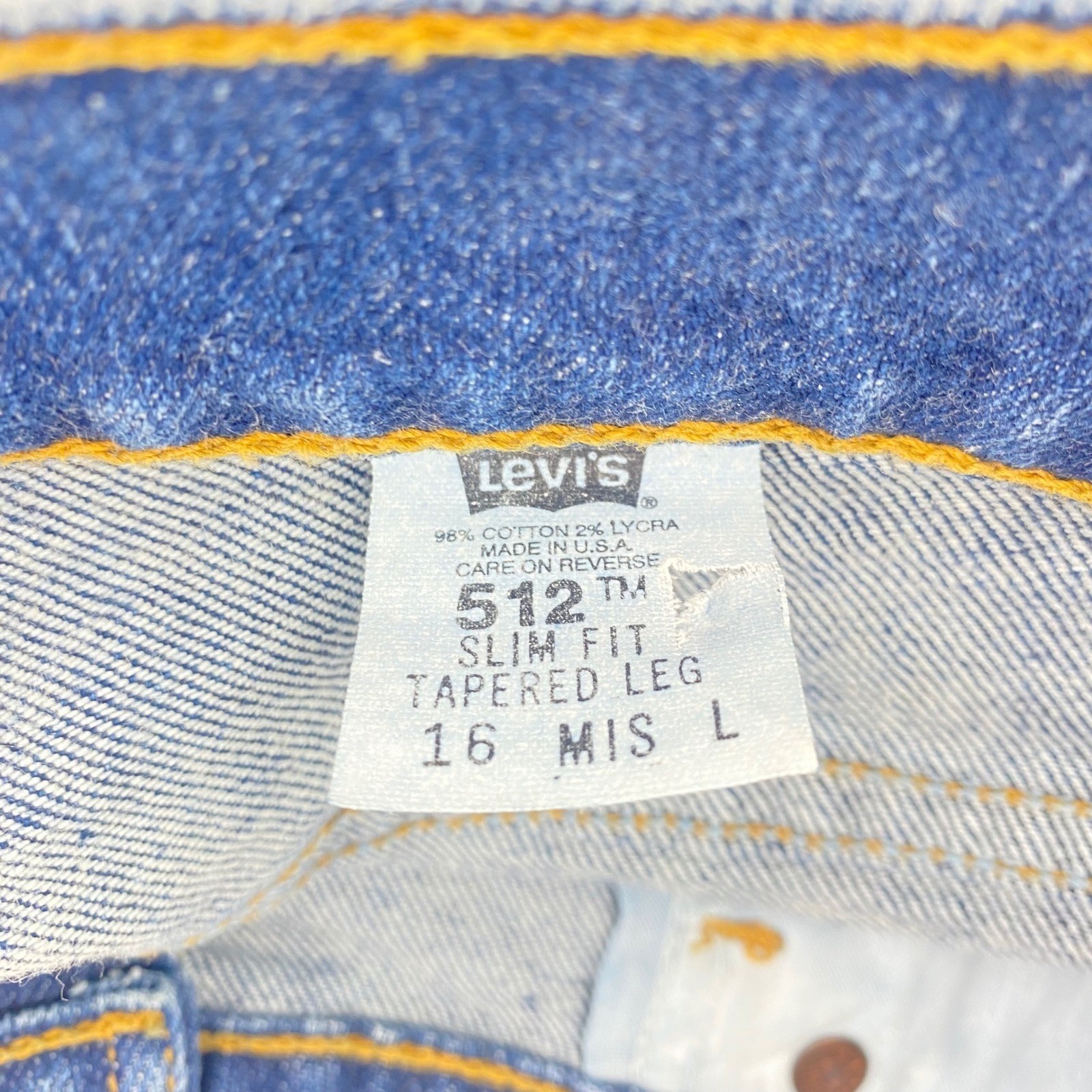 Levi’s 512 Jeans Womens 16 MIS L Blue Slim Tapered High Rise Made in USA Vintage