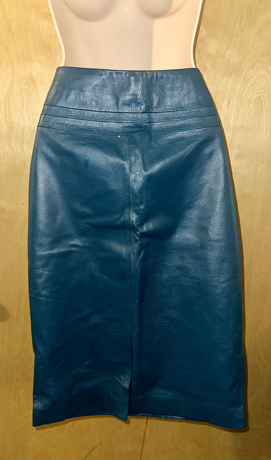 Lot 2 80s/90s Vintage Leather Teal/Silver Pencil Skirts 6,Liilie Rubin/Carabella