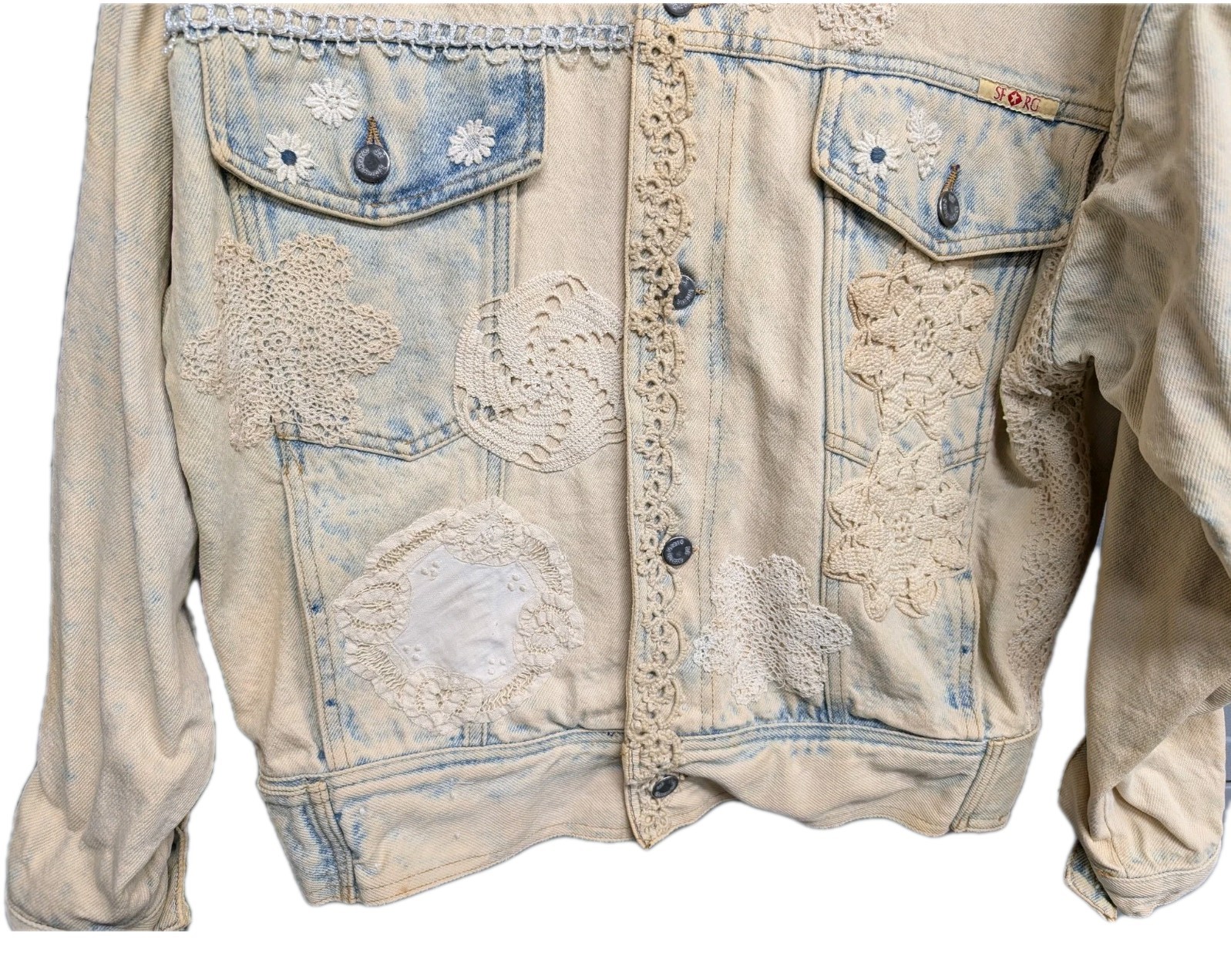 Vintage San Francisco Riding Gear Washed Boho Western Denim Jacket RARE