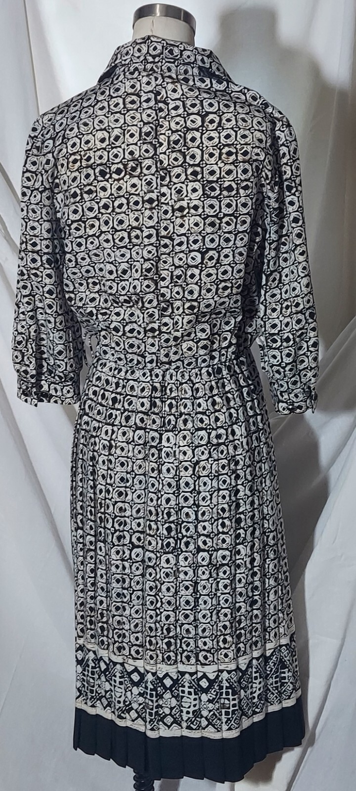 Vintage Sweetbriar Geometric Print Shirtwaist Dress Size 8P