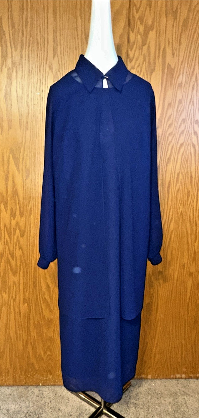 Vtg Florentine Brand Navy Chiffon Jacket Dress Size 10 – Canadian Midi Length