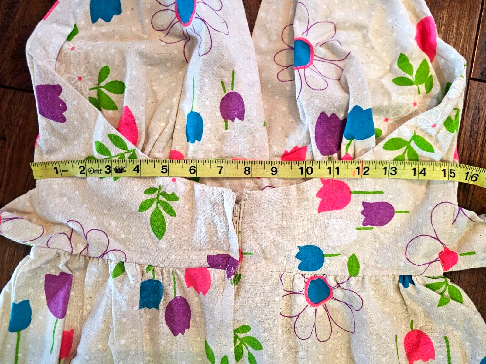 Vintage 70s Maxi Dress Small Floral Print Halter Neck Pink Orange Blue