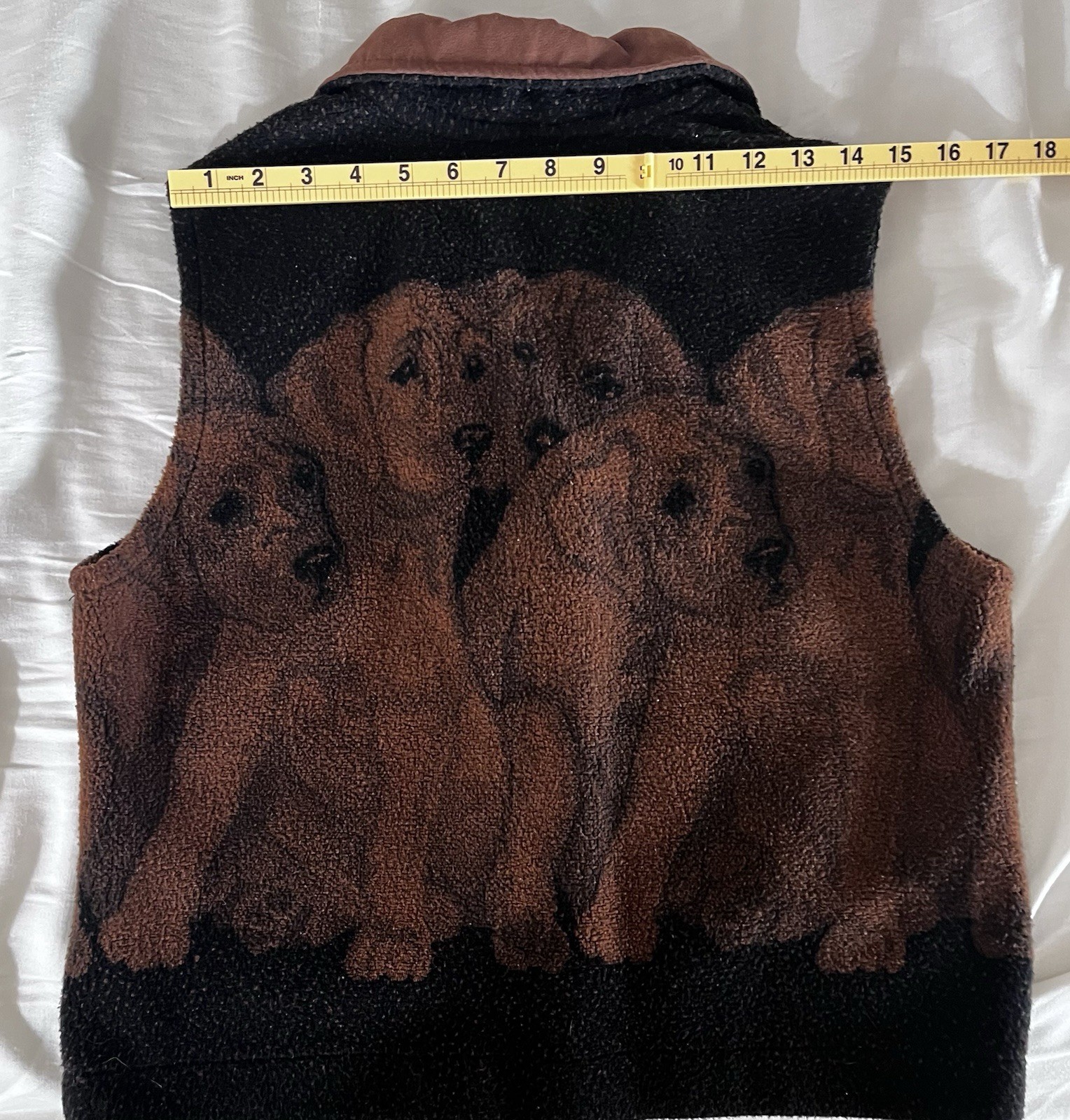 County Clothing Co. 1990s Brown Black Dog Print Fleece Vest Size M