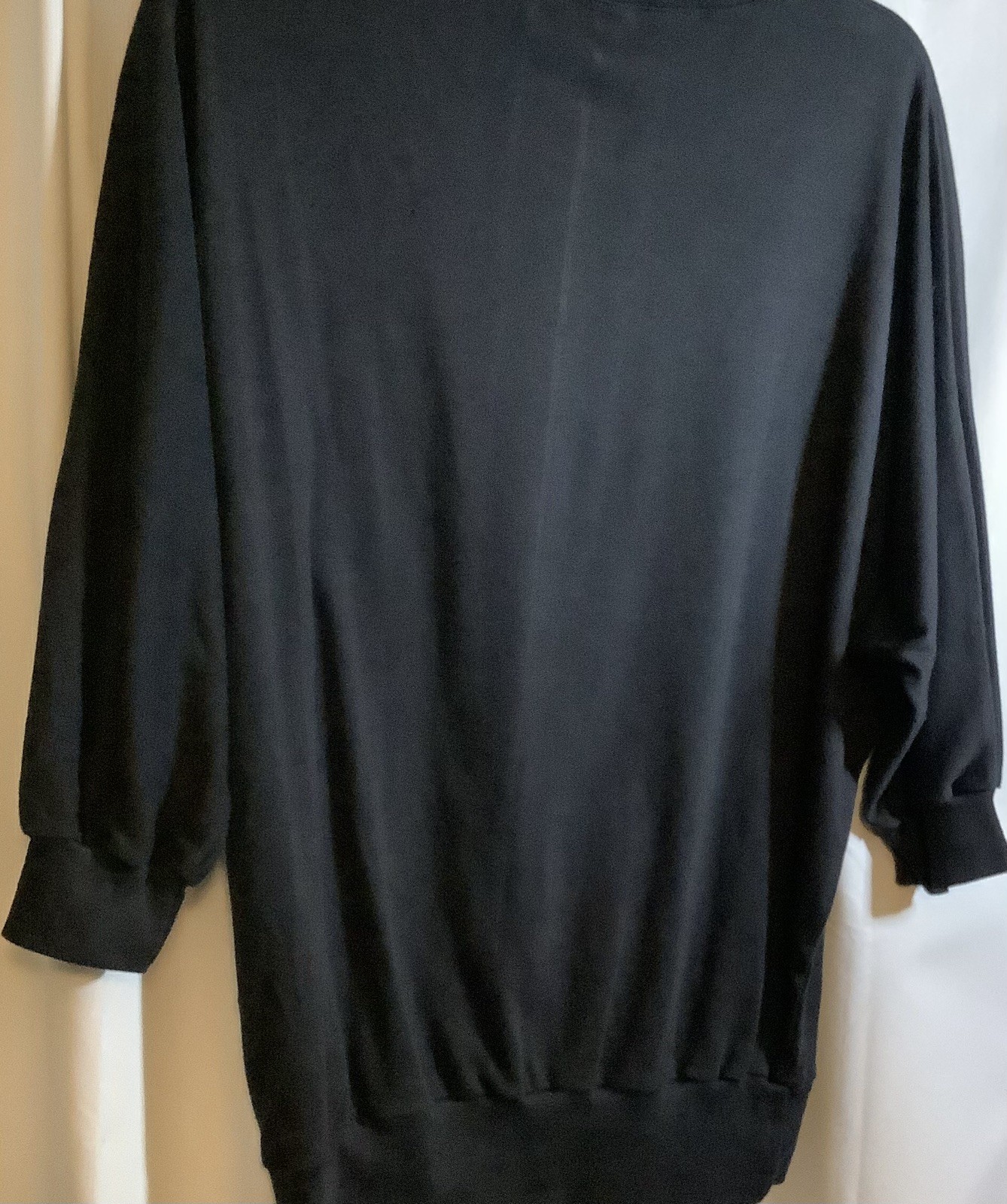 Cyn Les Shirlee Designs Floral Embroidered Pullover, Black, 3/4 Sleeve, Vintage