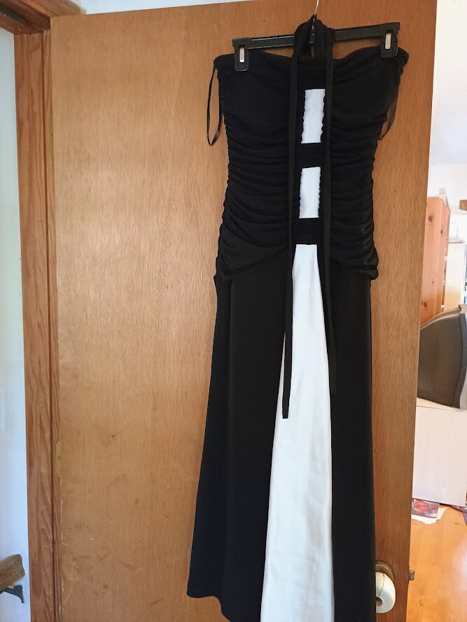 Jessica Mcclintock Dress Black White Bow Tea Evening Gown 4, Made in USA